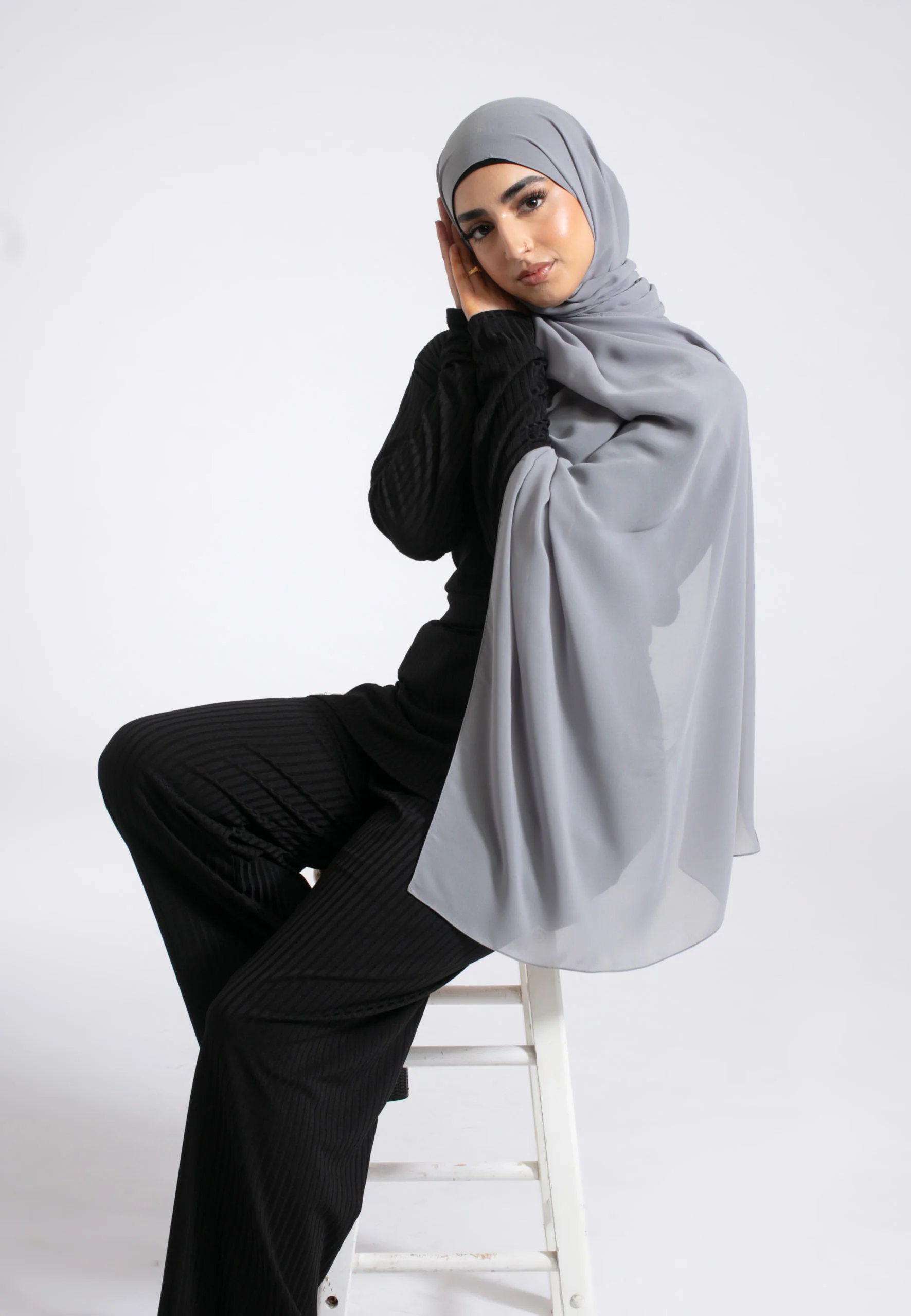 Luxury Soft Chiffon Hijab - Fossil Grey - Hayah Al-Muslimah