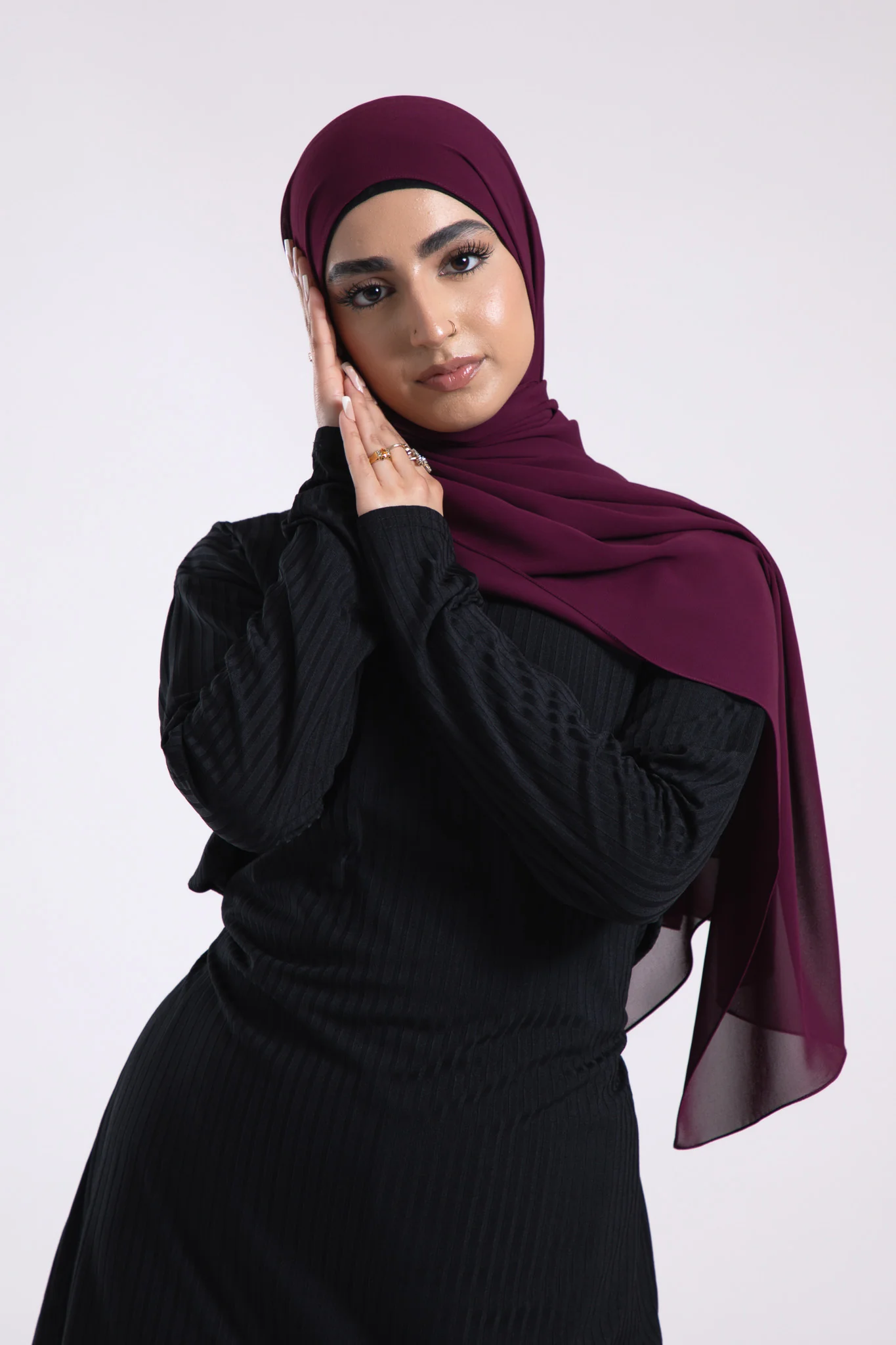 Premium Crepe Chiffon Hijab - Plum - Hayah Al-Muslimah