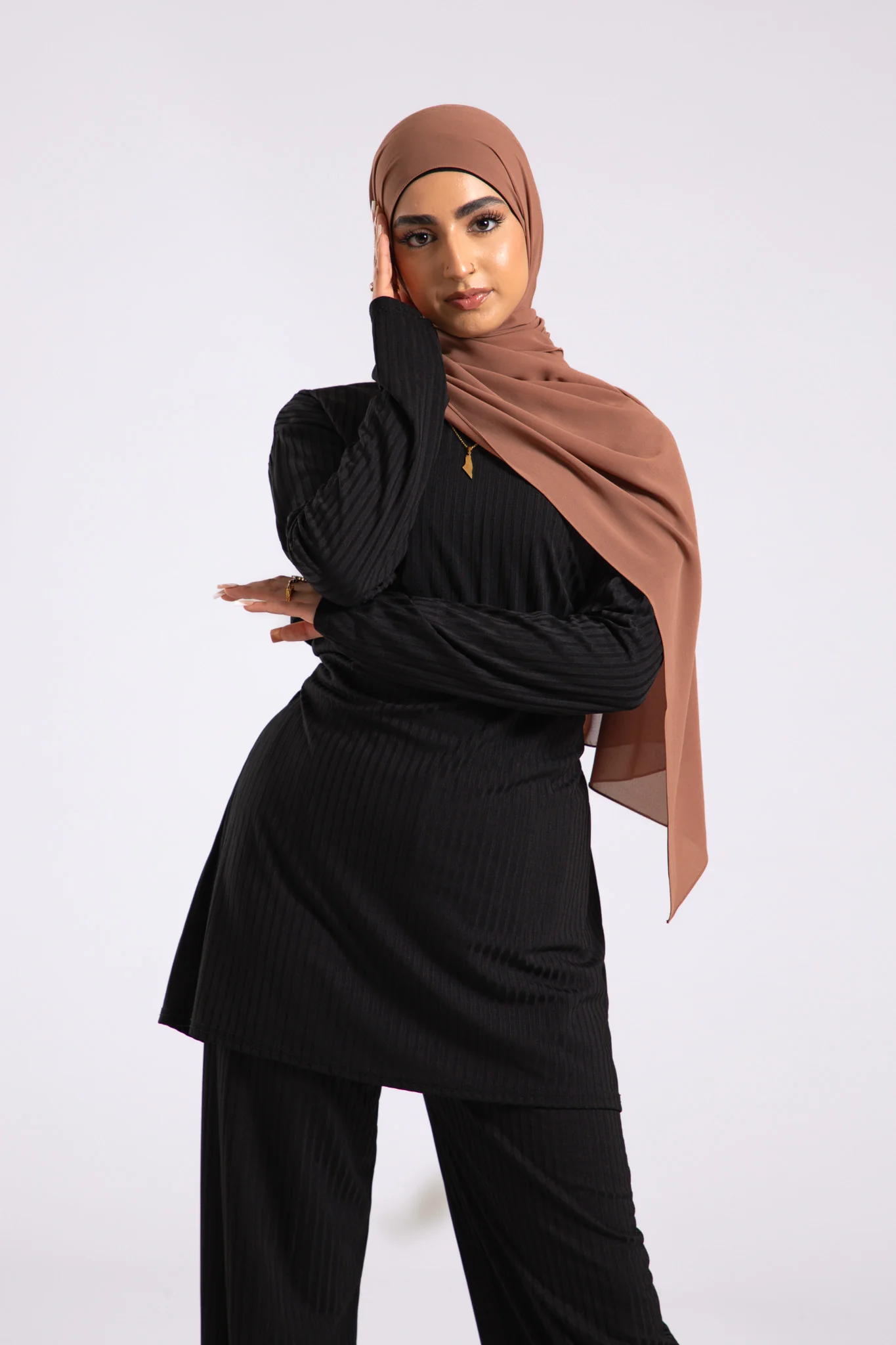 Premium Crepe Chiffon Hijab - Sandalwood - Hayah Al-Muslimah