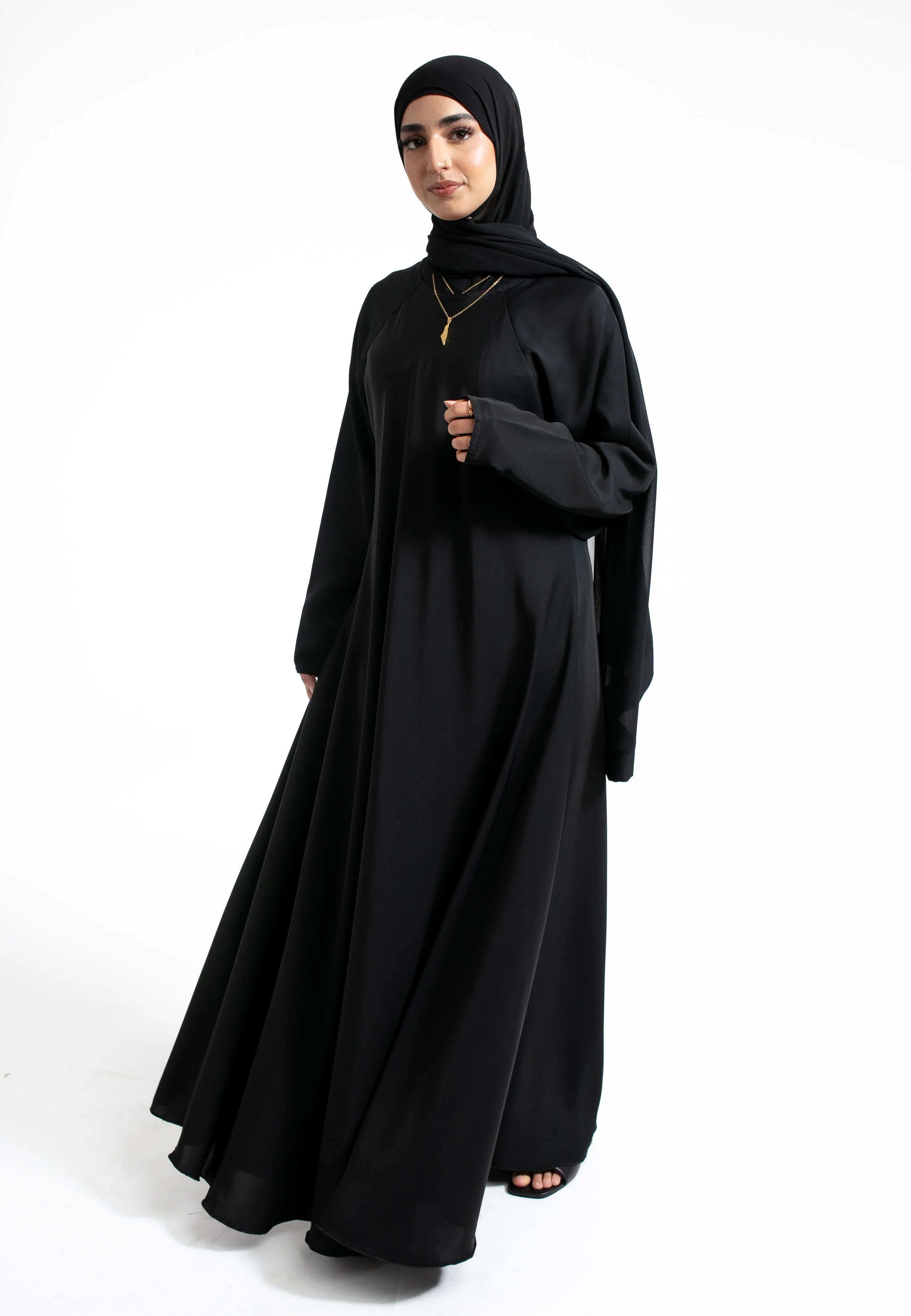 Plain Black Umbrella Cut Abaya (Premium) - Hayah Al-Muslimah