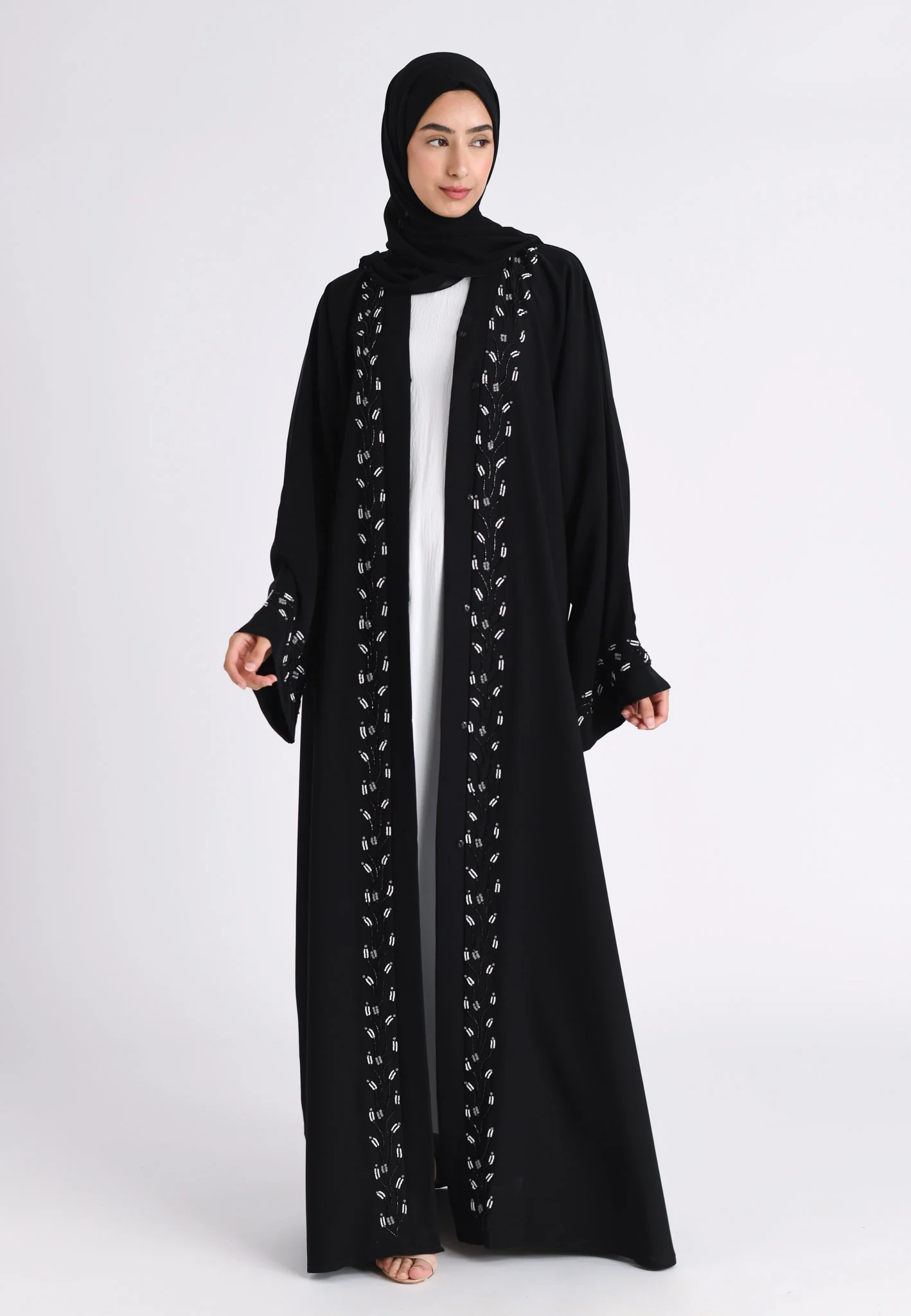 Moonlight Sonata Embellished Open Abaya (Premium) - Hayah Al-Muslimah