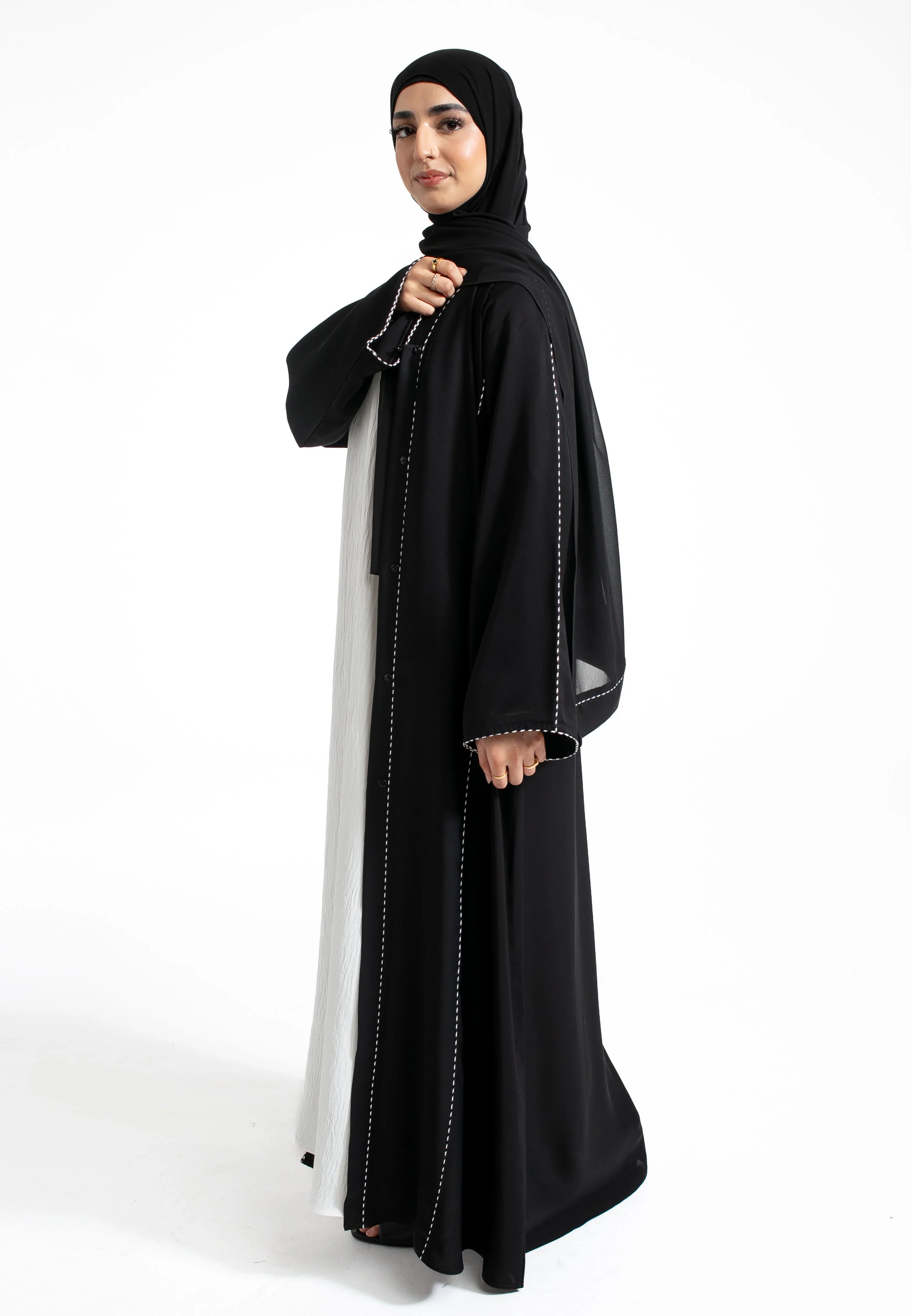 Premium Zahidi Black Open Abaya - Hayah Al-Muslimah