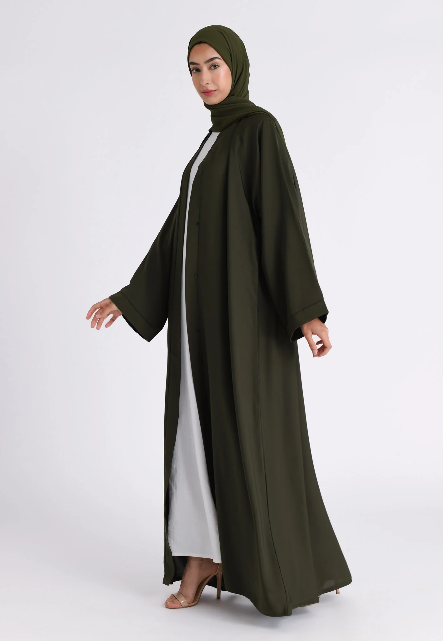 Plain Emerald Green Open Abaya (Premium) - Hayah Al-Muslimah