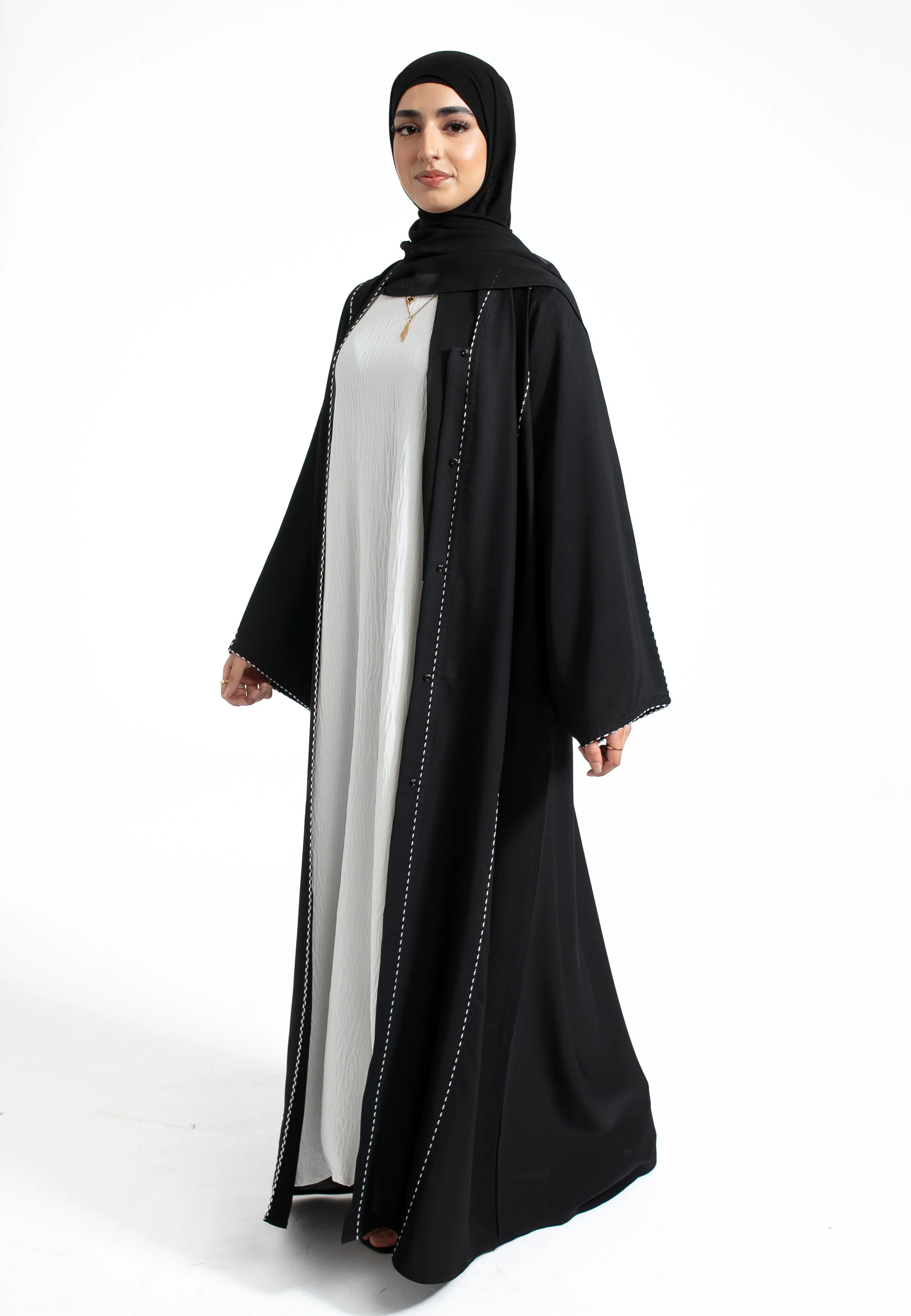 Premium Zahidi Black Open Abaya - Hayah Al-Muslimah