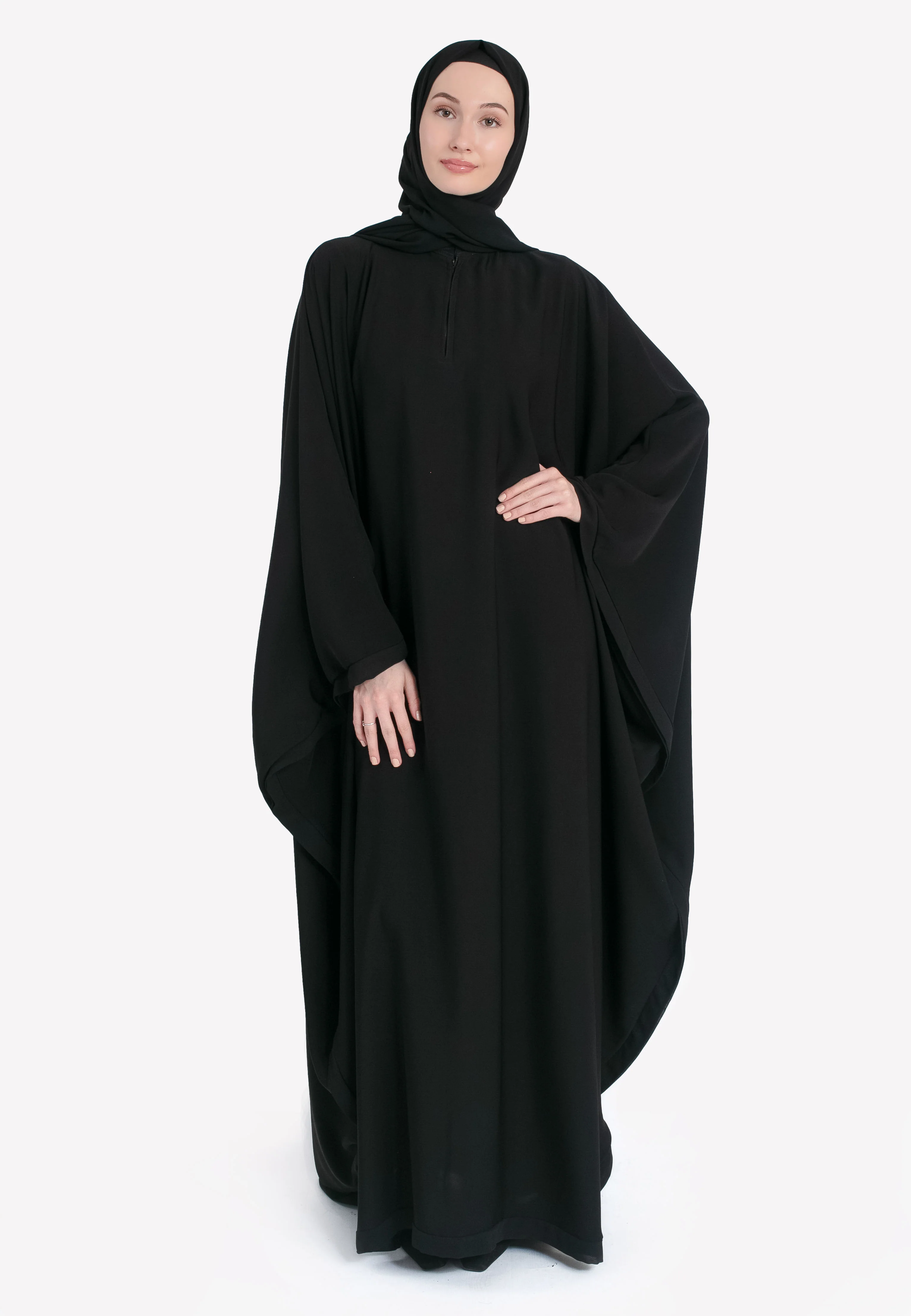 Classic Plain Black Butterfly Farasha - Hayah Al-Muslimah