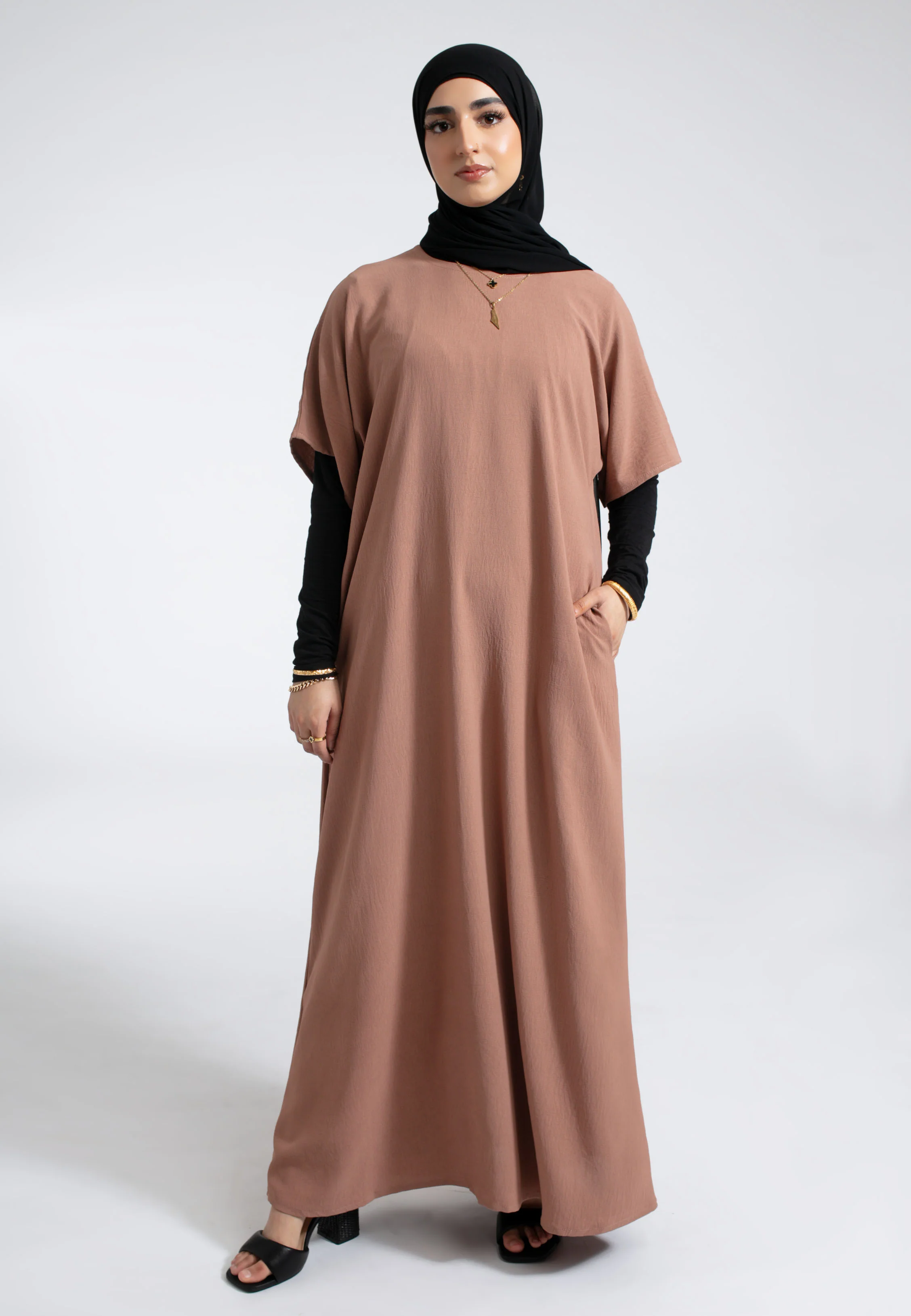 Mocha Inner Slip Dress With Pockets - Hayah Al-Muslimah