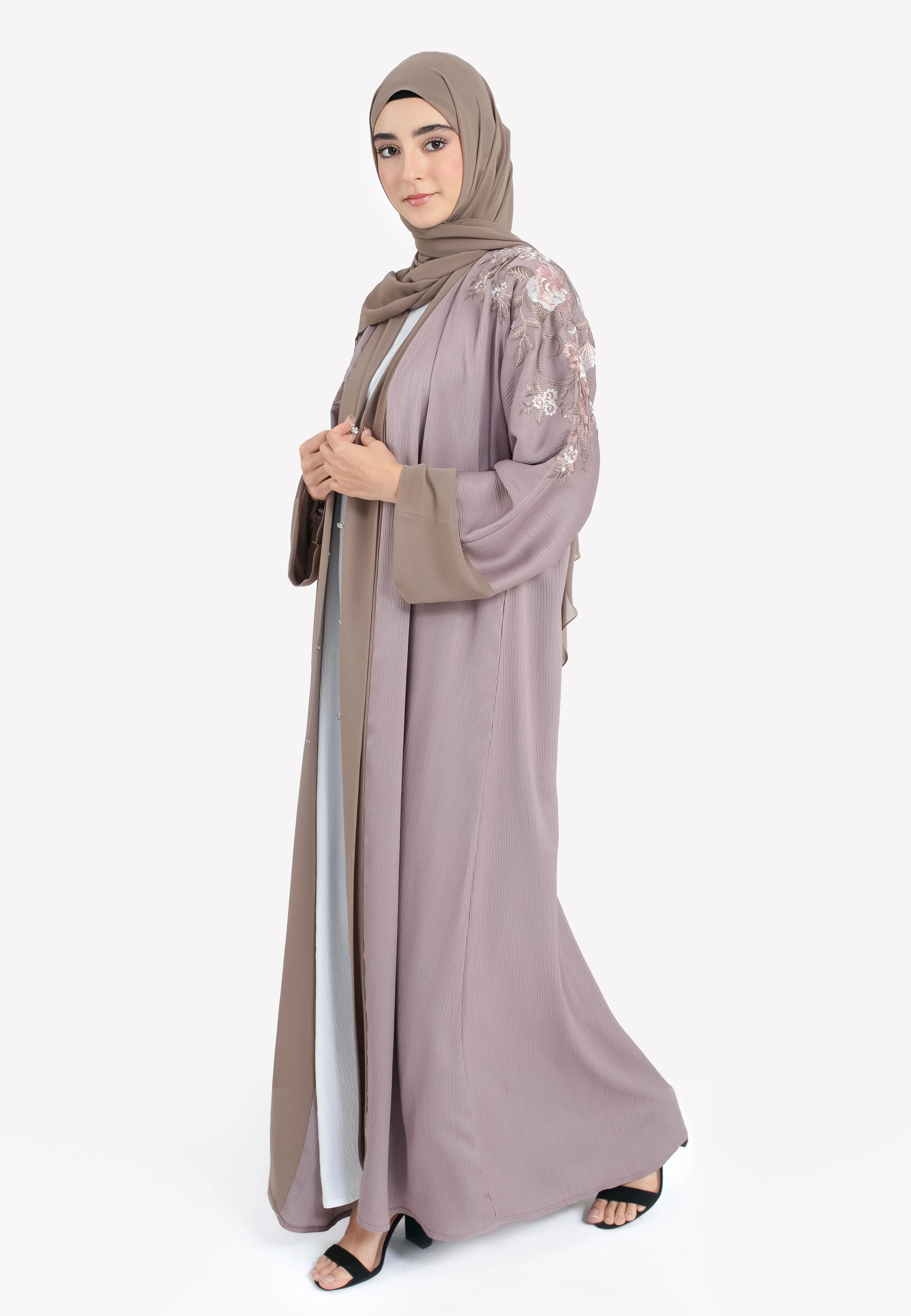 Luxury Embroidered Kimono Open Abaya (Premium) - Hayah Al-Muslimah
