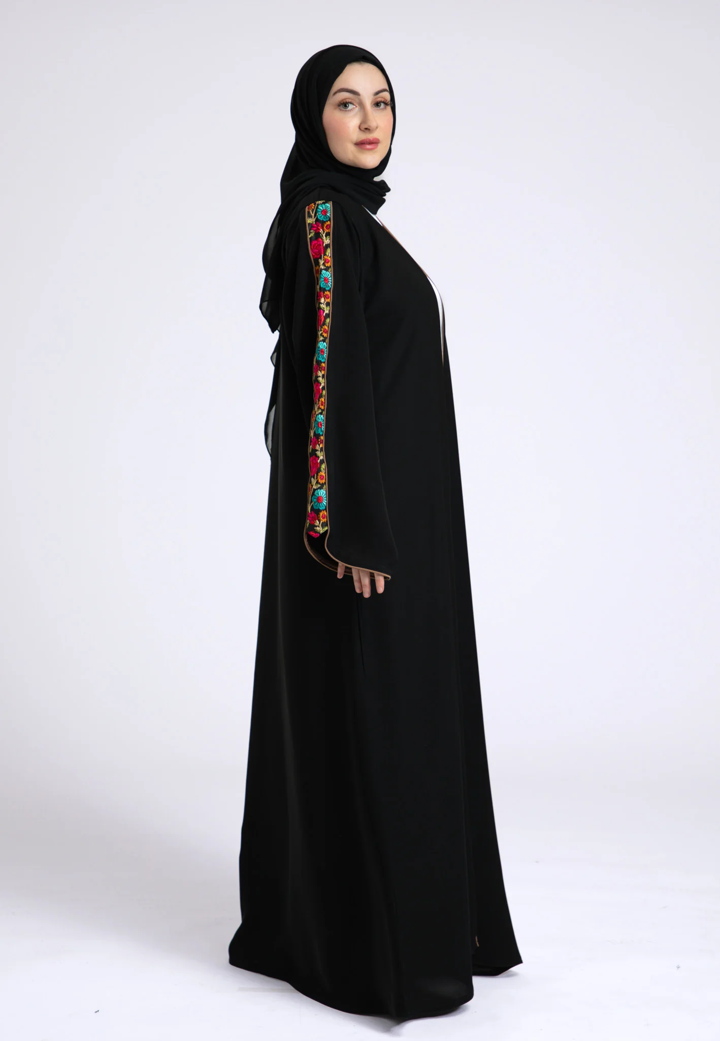 Rio Contrast Open Abaya - Hayah Al-Muslimah