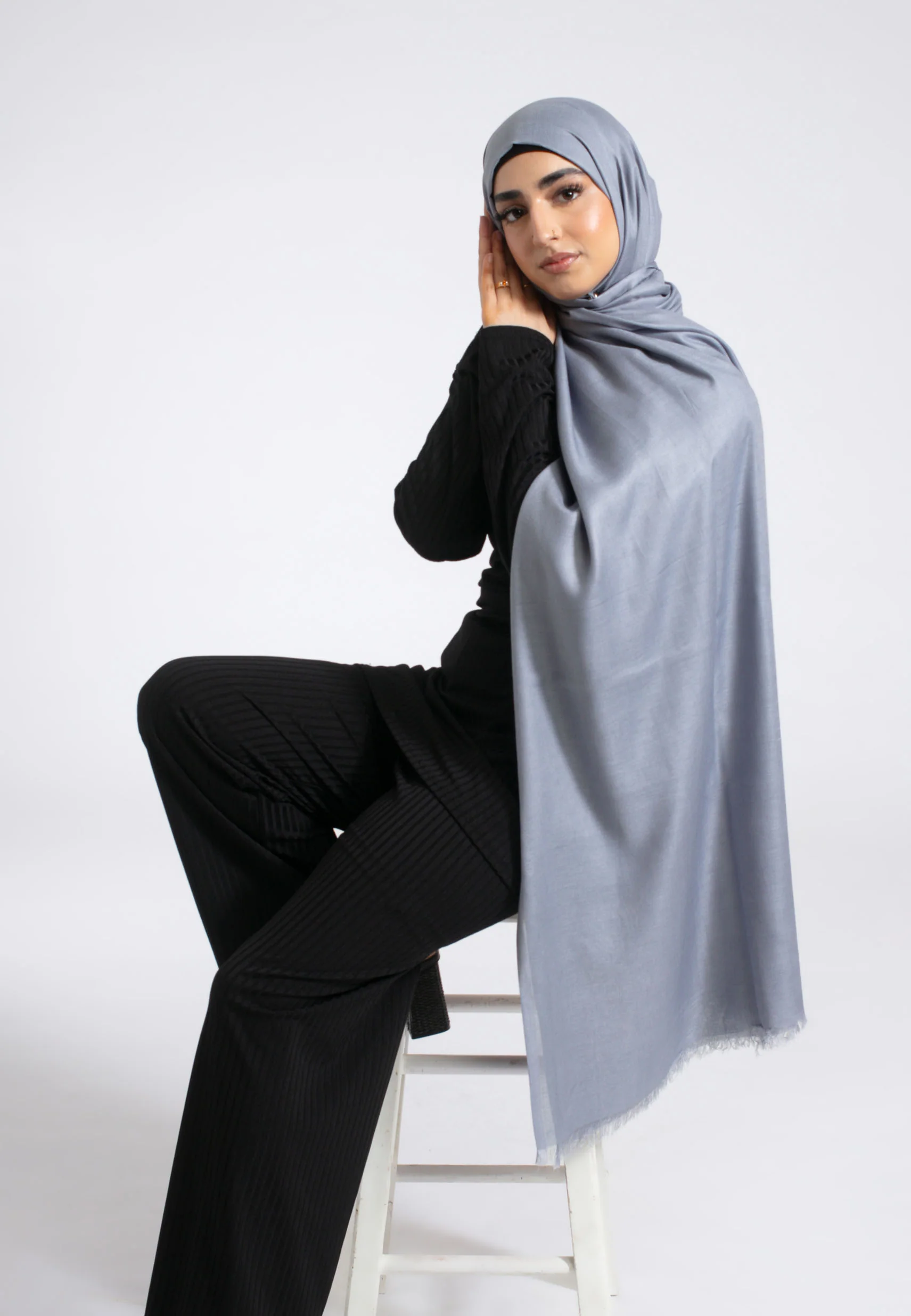 Premium Modal Hijab - Silver Blue - Hayah Al-Muslimah