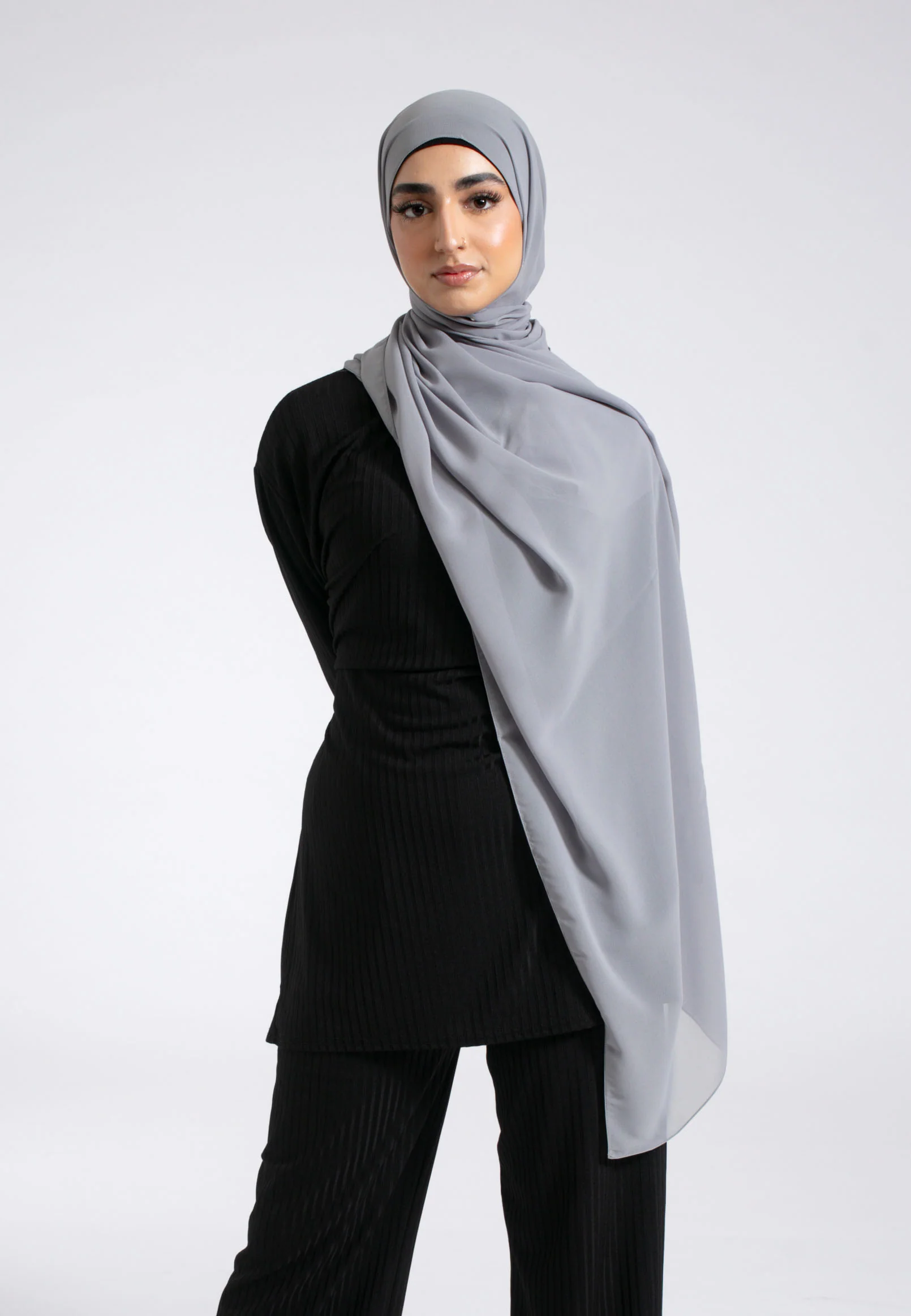 Luxury Soft Chiffon Hijab - Fossil Grey - Hayah Al-Muslimah