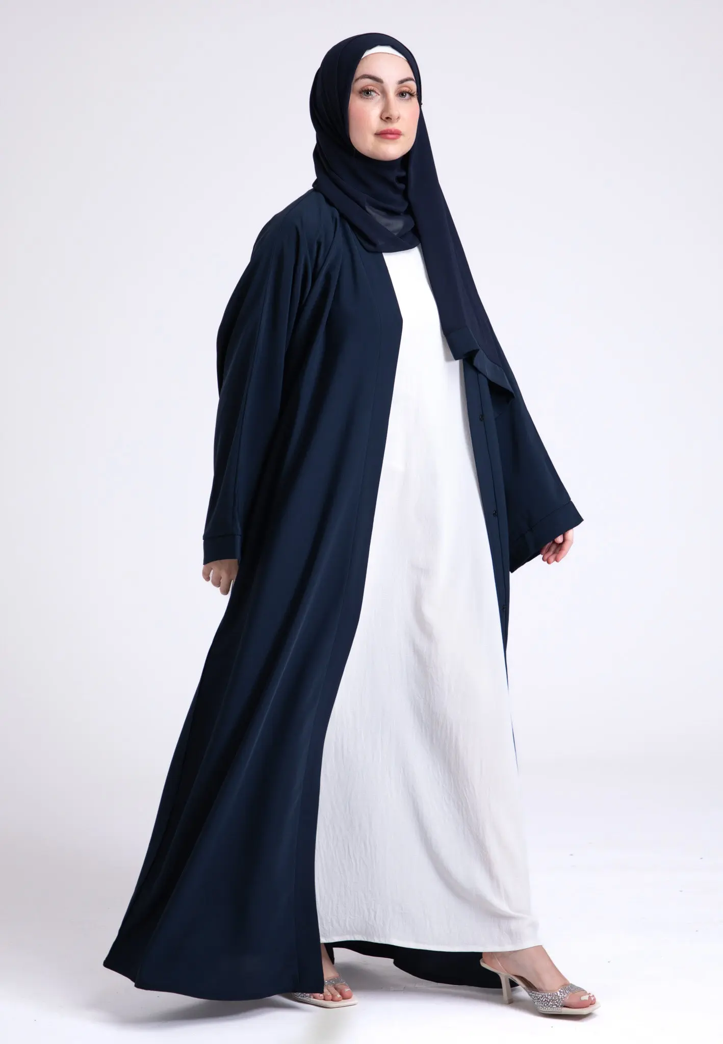 Plain Navy Open Abaya (Premium) - Hayah Al-Muslimah
