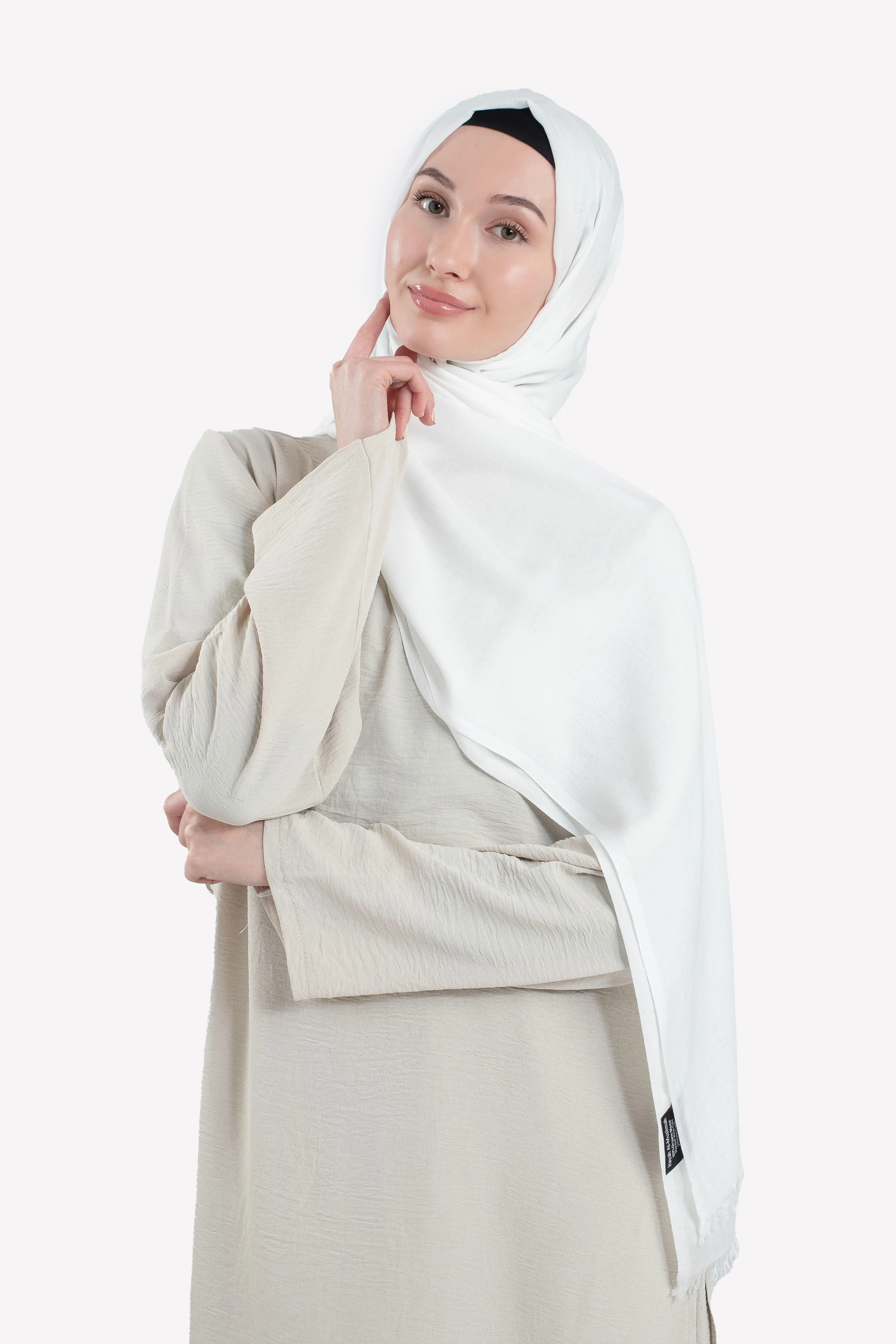 Premium Modal Hijab - White - Hayah Al-Muslimah