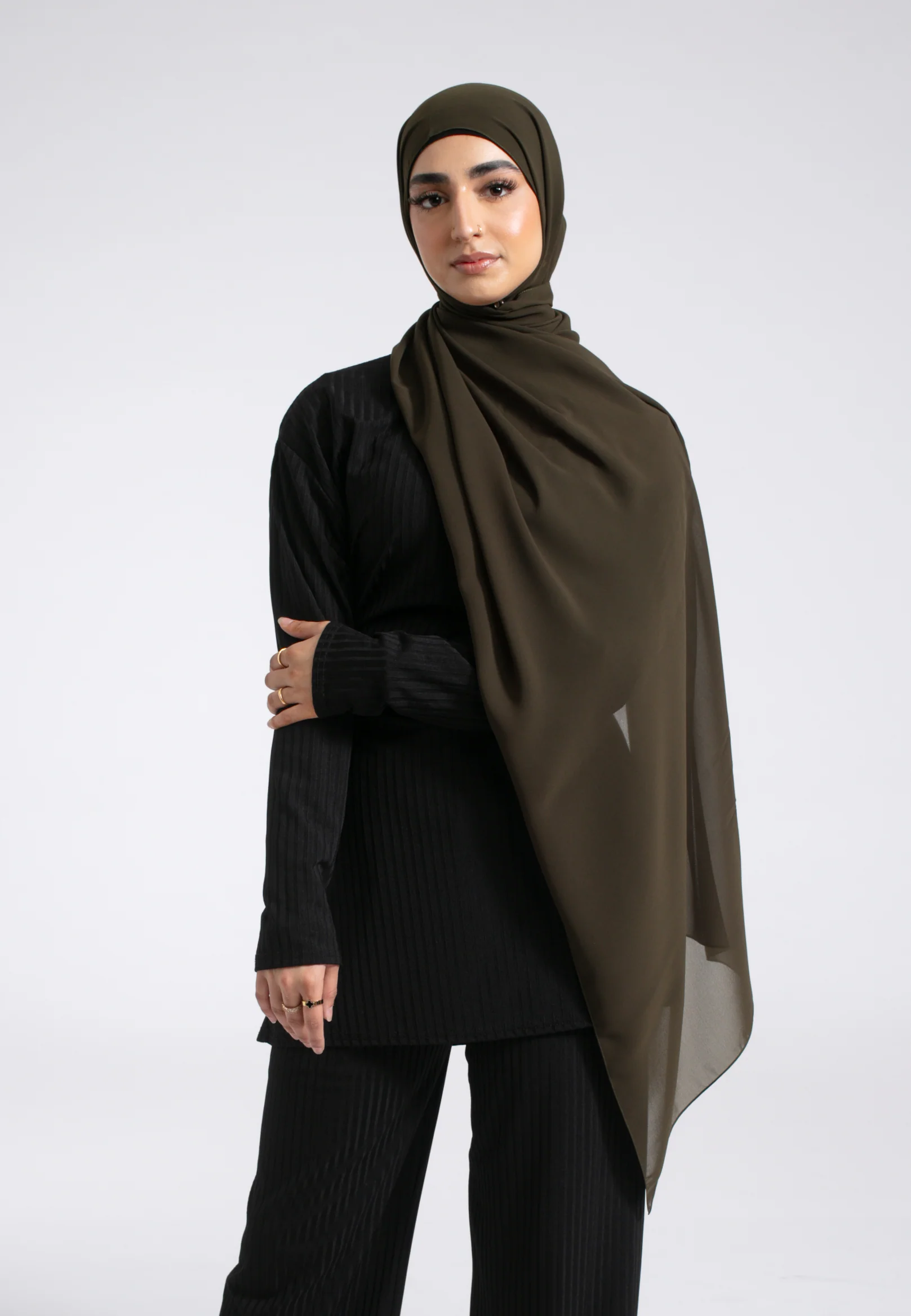 Luxury Soft Chiffon Hijab - Rich Olive - Hayah Al-Muslimah