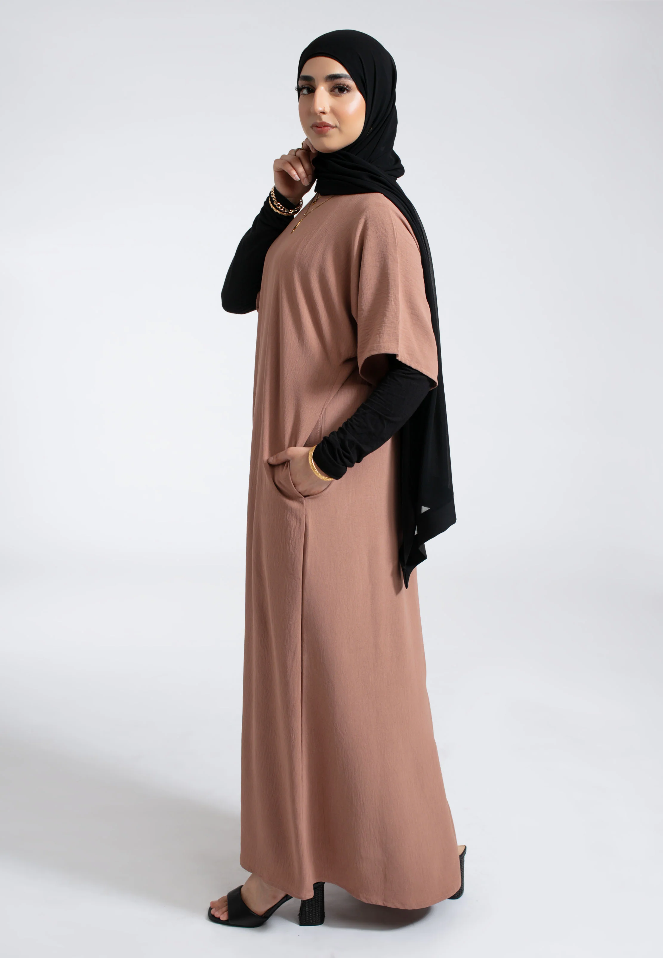Mocha Inner Slip Dress With Pockets - Hayah Al-Muslimah