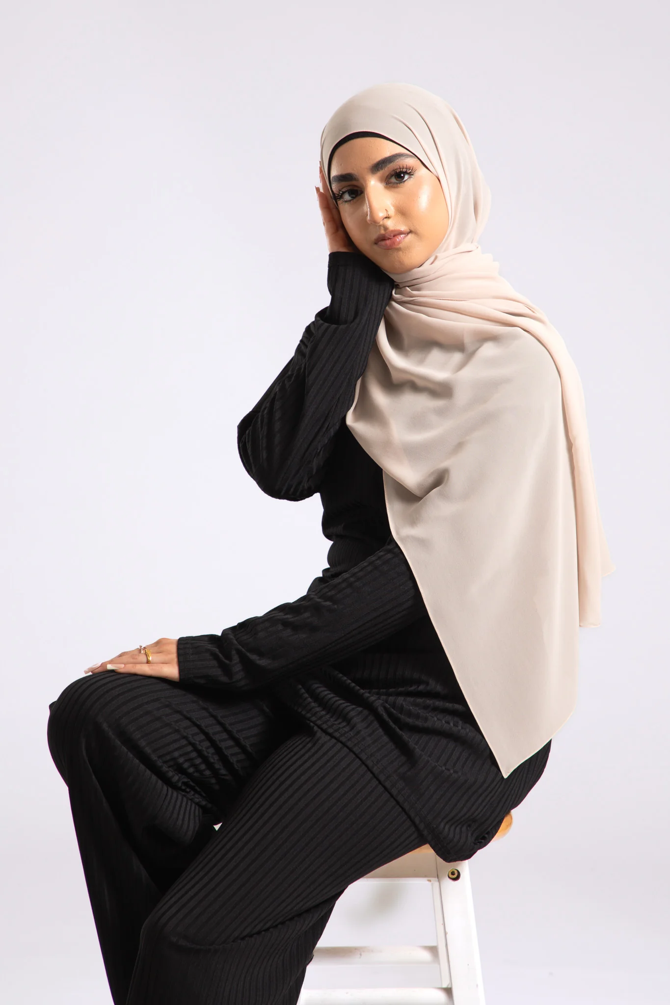 Premium Crepe Chiffon Hijab - Sand Beige - Hayah Al-Muslimah