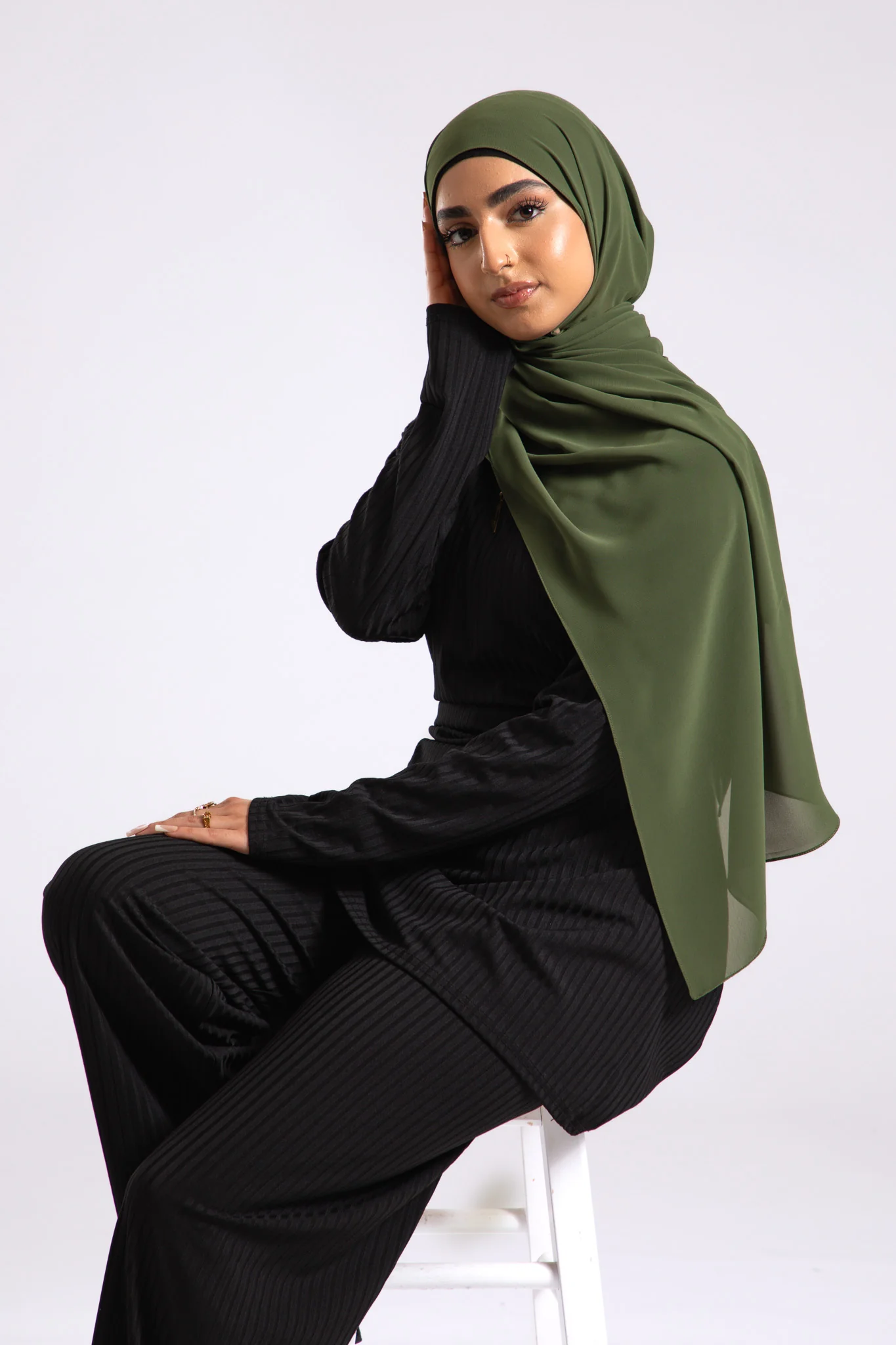 Premium Crepe Chiffon Hijab - Olive - Hayah Al-Muslimah