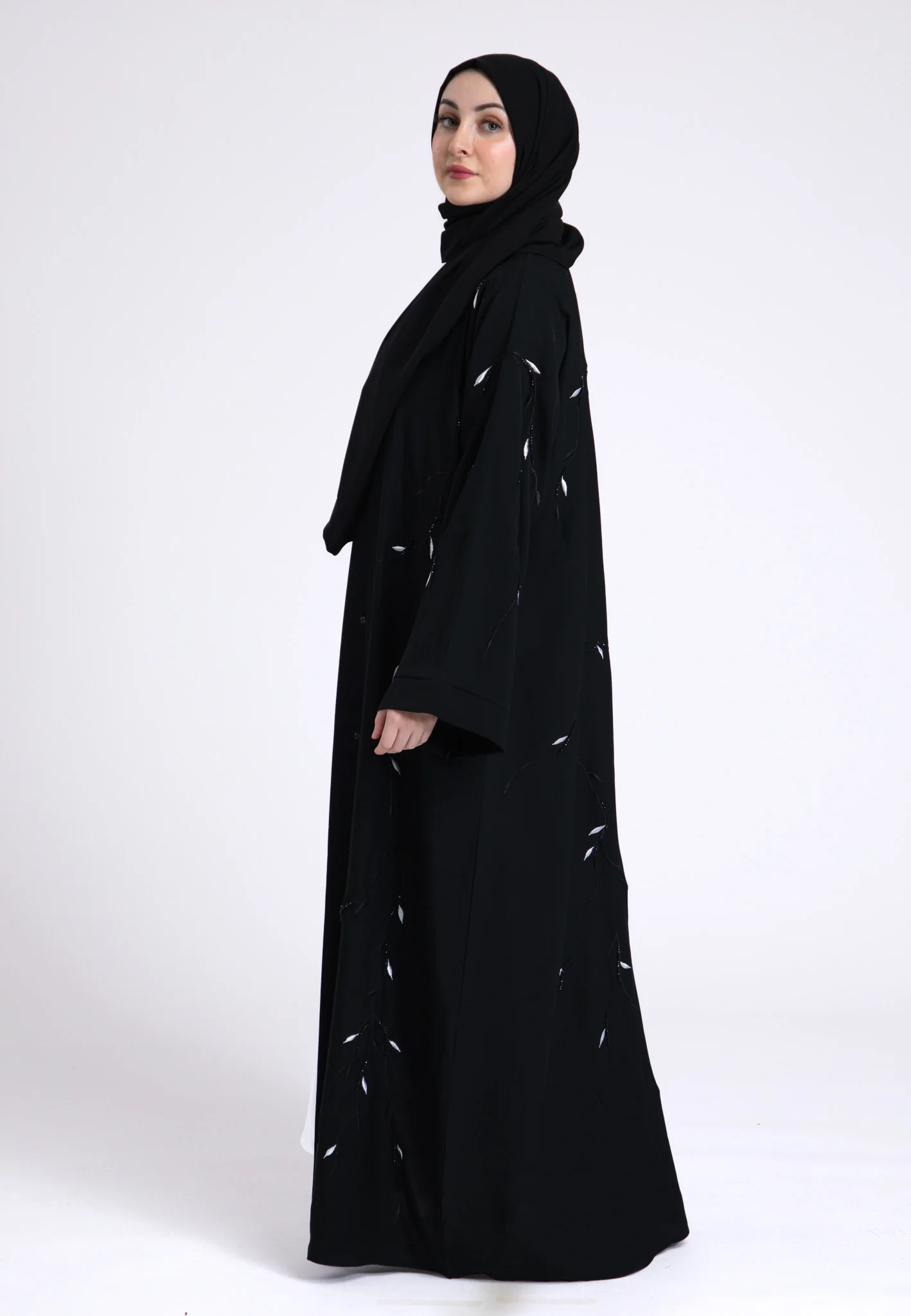 Arwa Black Open Abaya (Premium) - Hayah Al-Muslimah