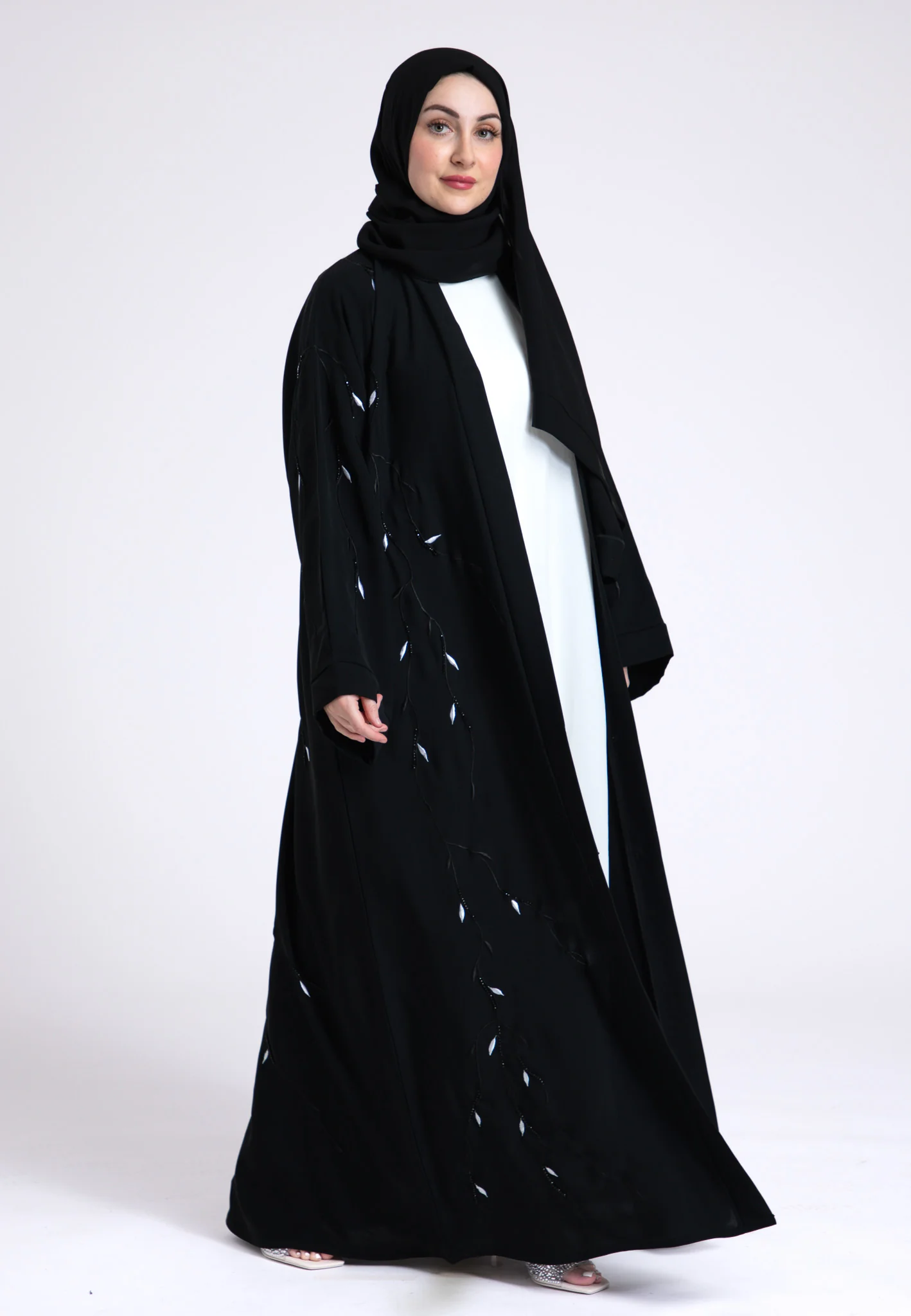 Arwa Black Open Abaya (Premium) - Hayah Al-Muslimah