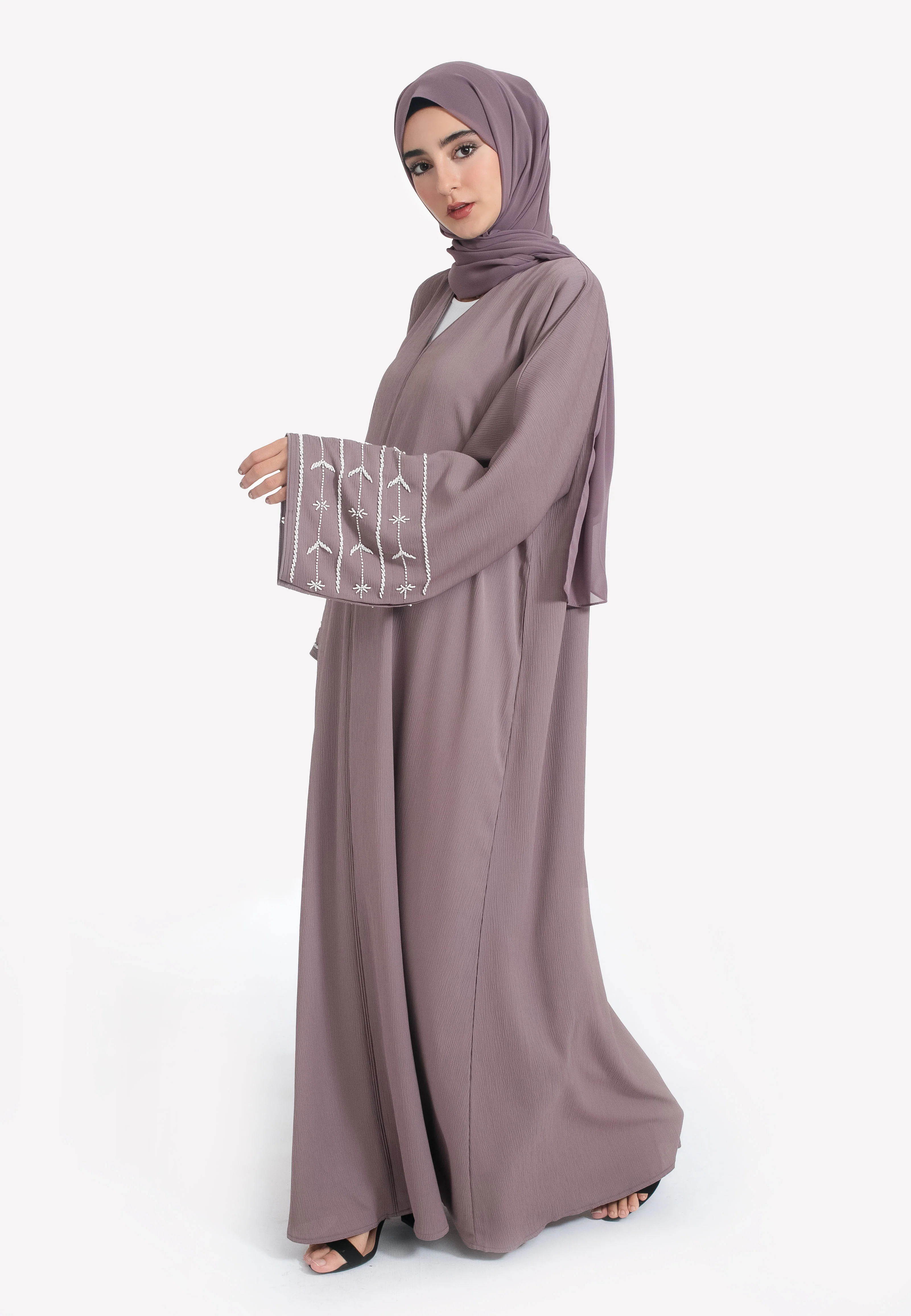 Timeless Bedrock Closed Embellished Abaya - Hayah Al-Muslimah