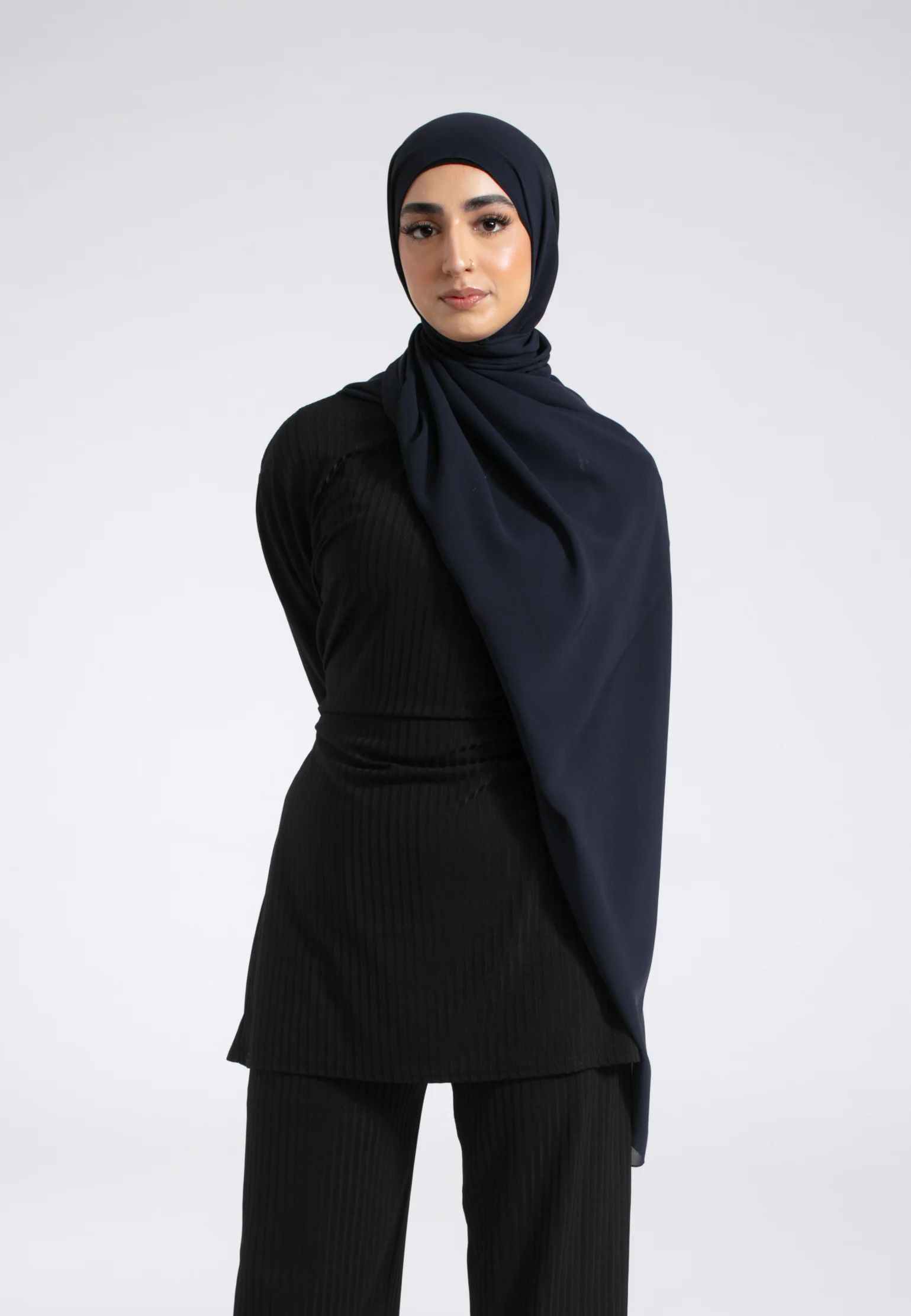 Luxury Soft Chiffon Hijab - Midnight Navy - Hayah Al-Muslimah