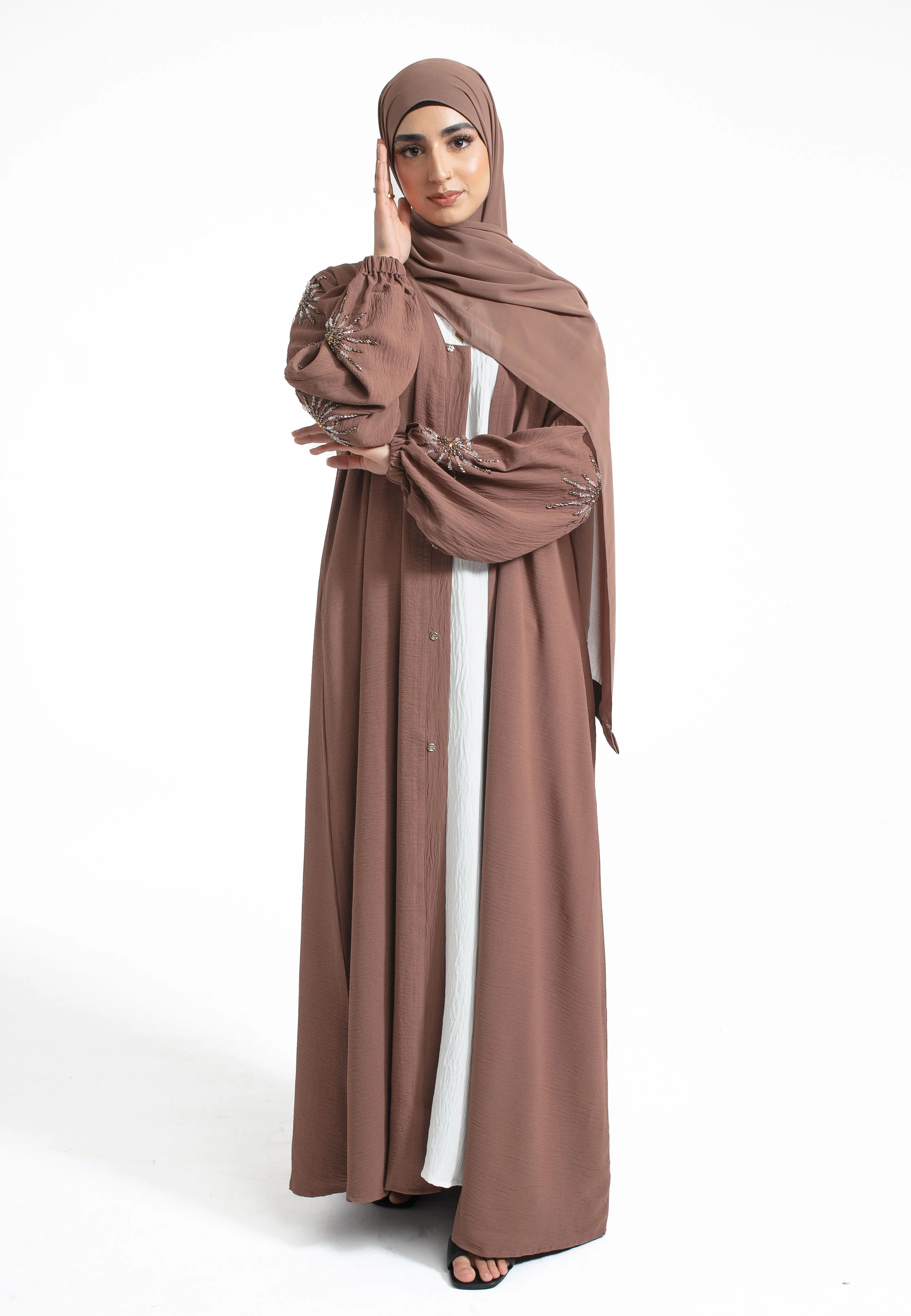 Luxury Celestial Mink Open Abaya (Premium) - Hayah Al-Muslimah