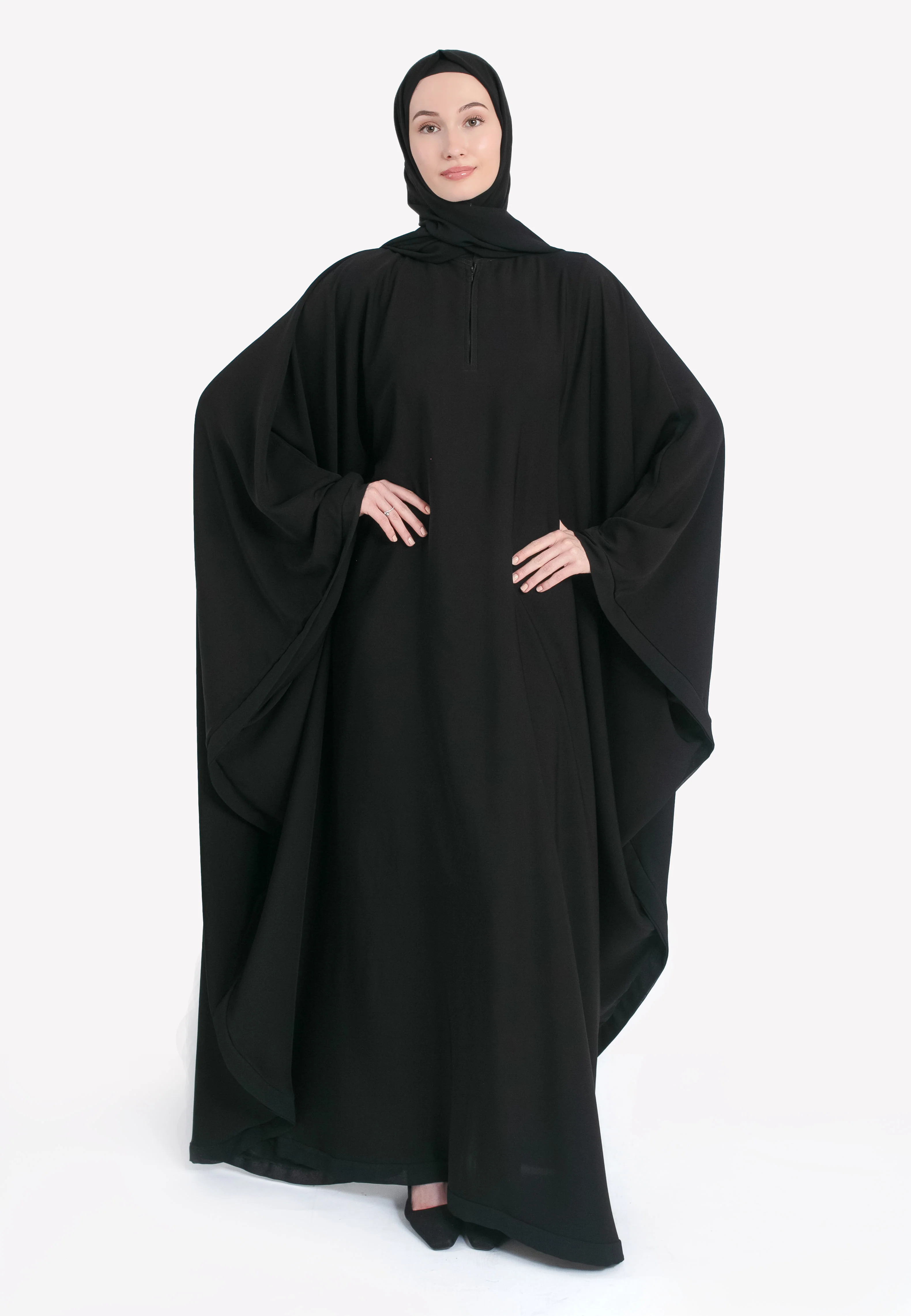 Classic Plain Black Butterfly Farasha - Hayah Al-Muslimah