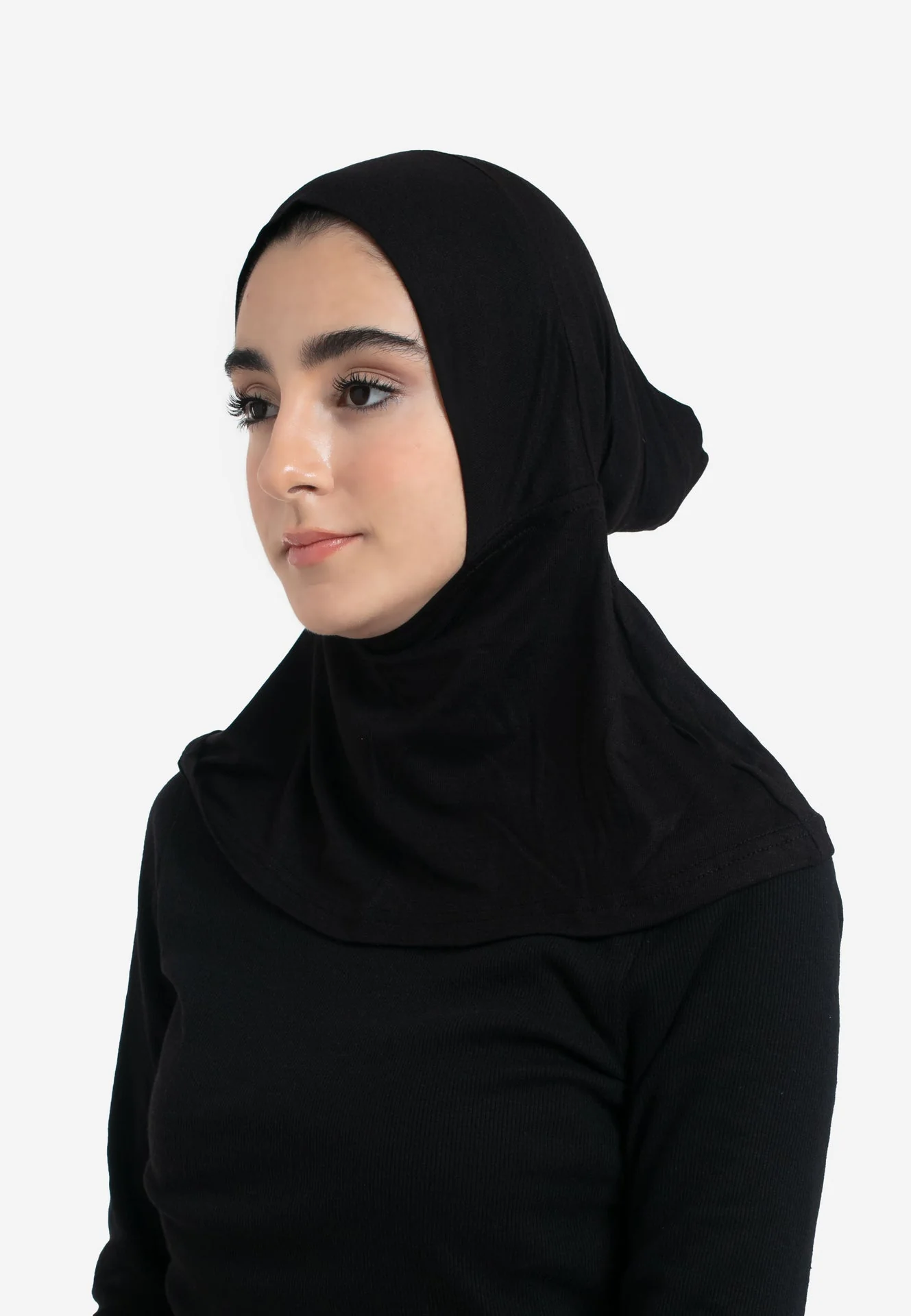 Full Coverage Hijab Cap - Black - Hayah Al-Muslimah