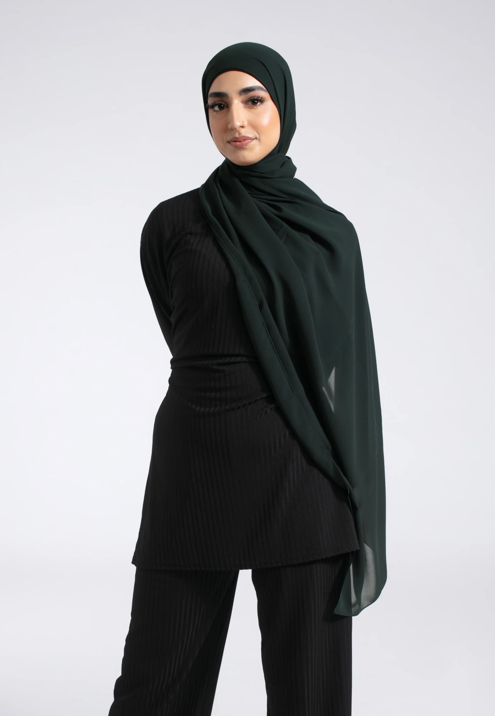 Luxury Soft Chiffon Hijab - Pine Green - Hayah Al-Muslimah