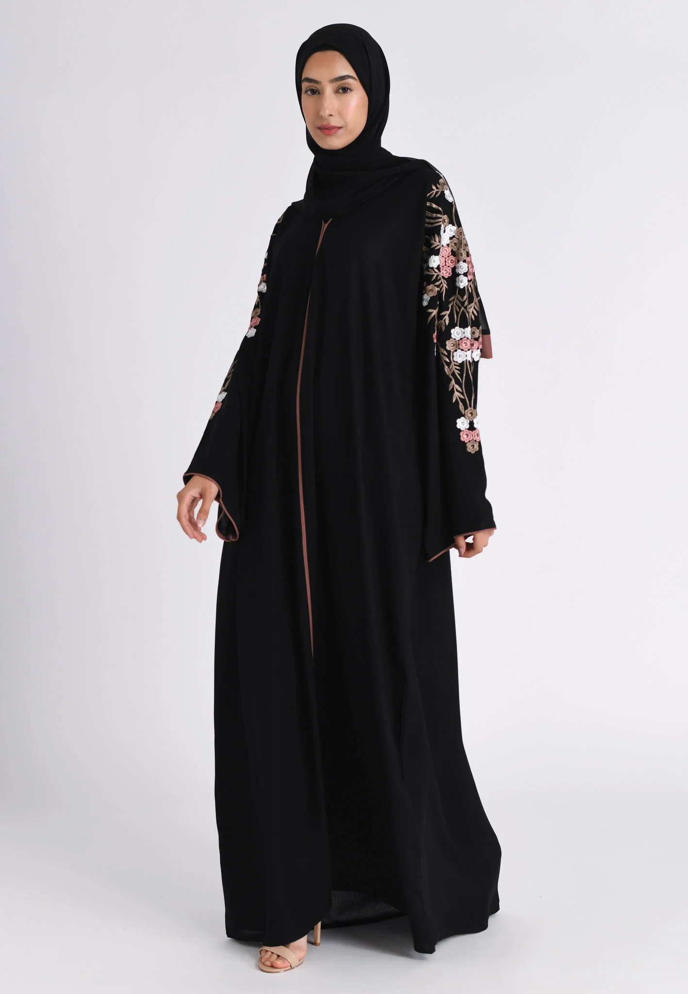 Pink Paradise Embroidered Closed Abaya - Hayah Al-Muslimah