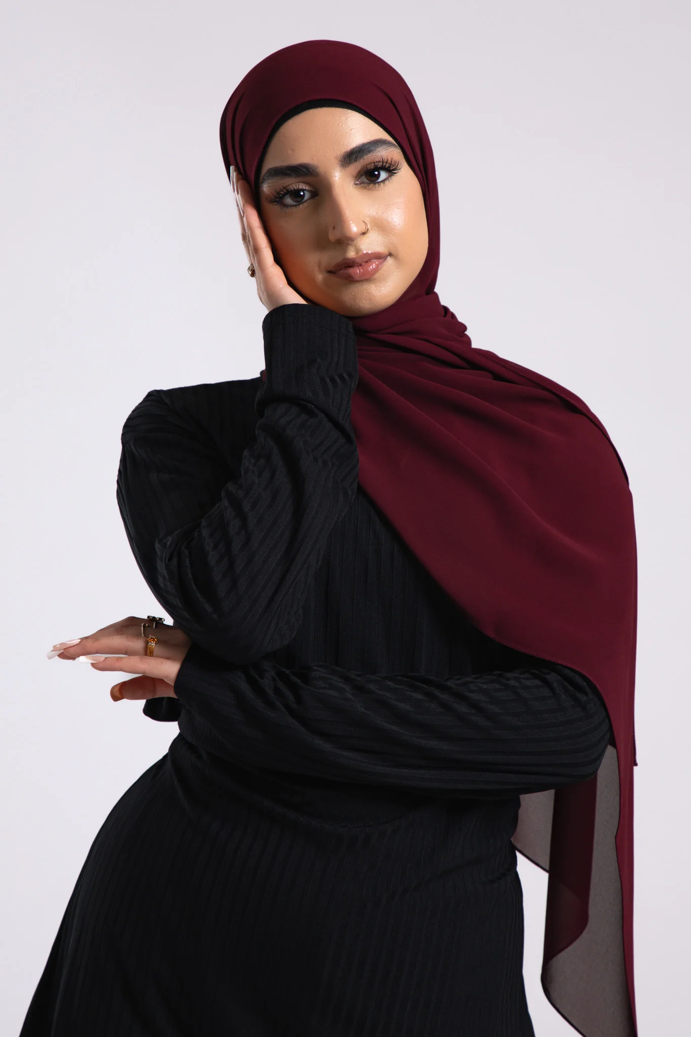 Premium Crepe Chiffon Hijab - Sangria - Hayah Al-Muslimah