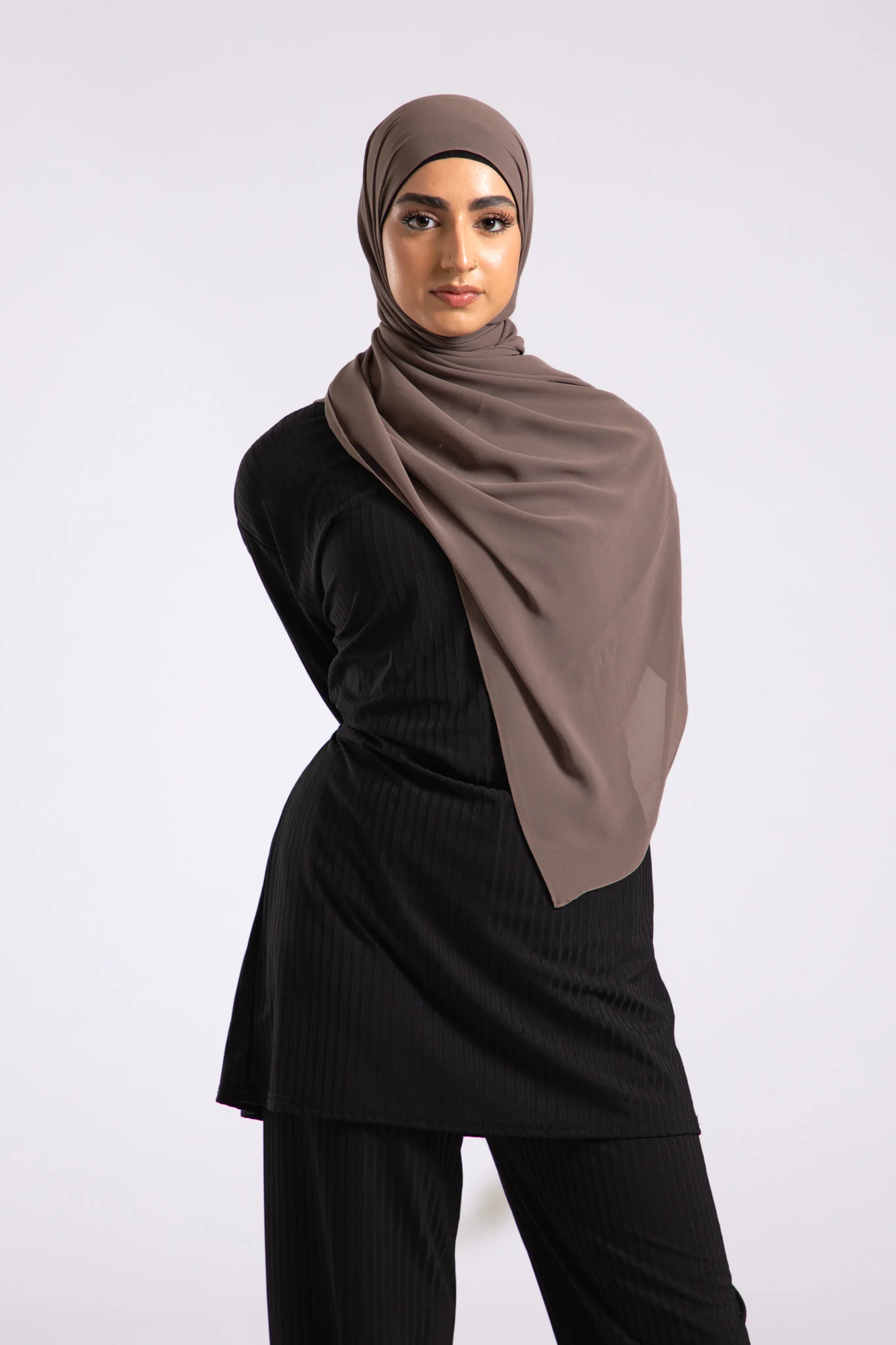 Premium Crepe Chiffon Hijab - Ash Brown - Hayah Al-Muslimah