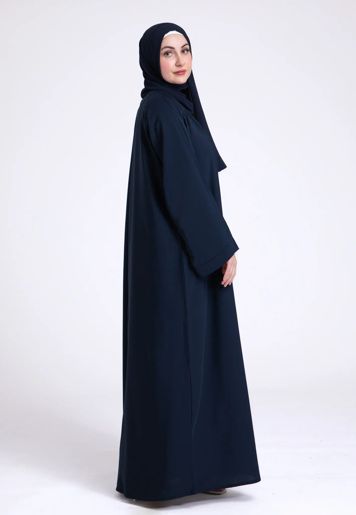 Plain Navy Open Abaya (Premium) - Hayah Al-Muslimah
