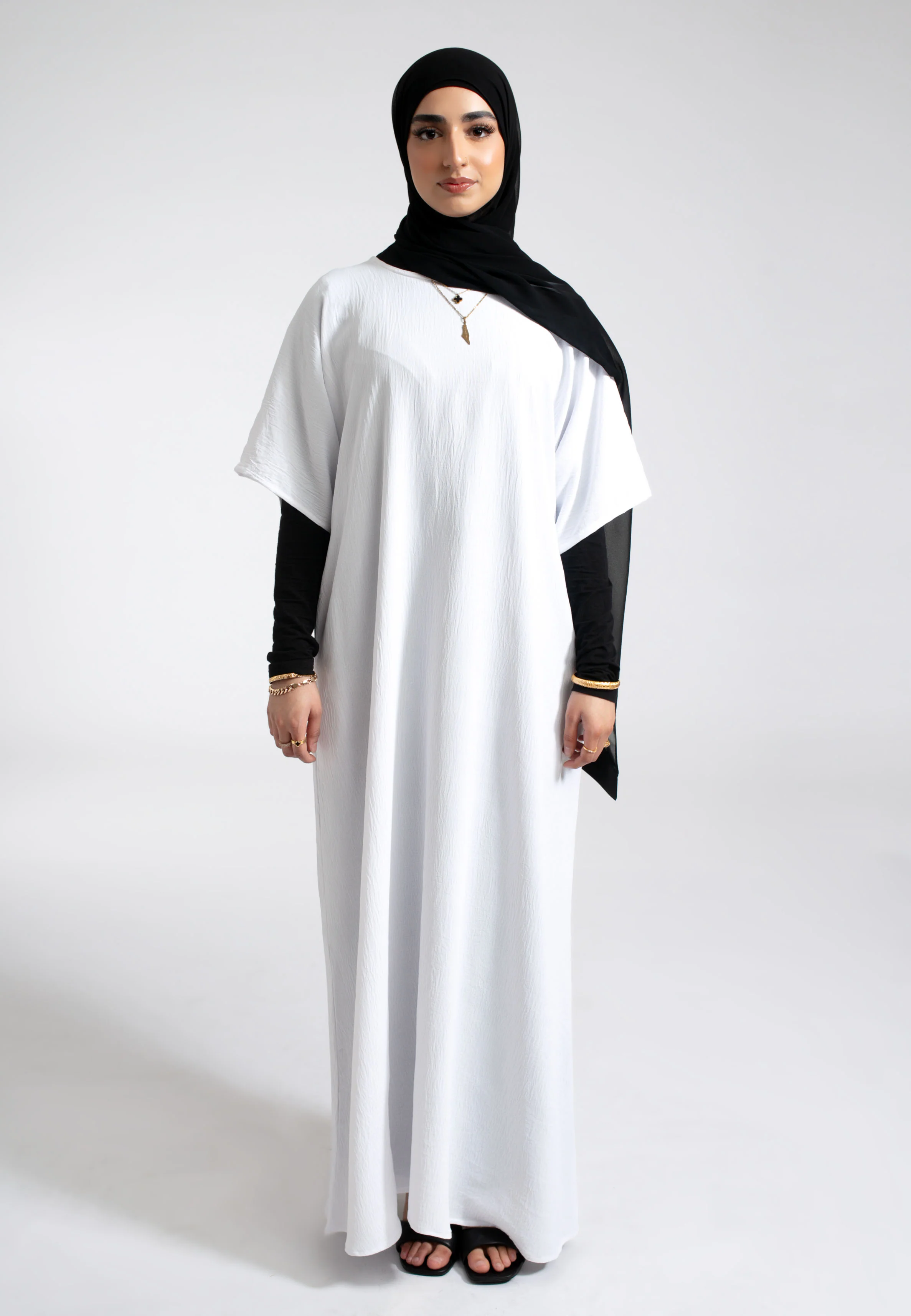 Ivory White Inner Slip Dress With Pockets - Hayah Al-Muslimah