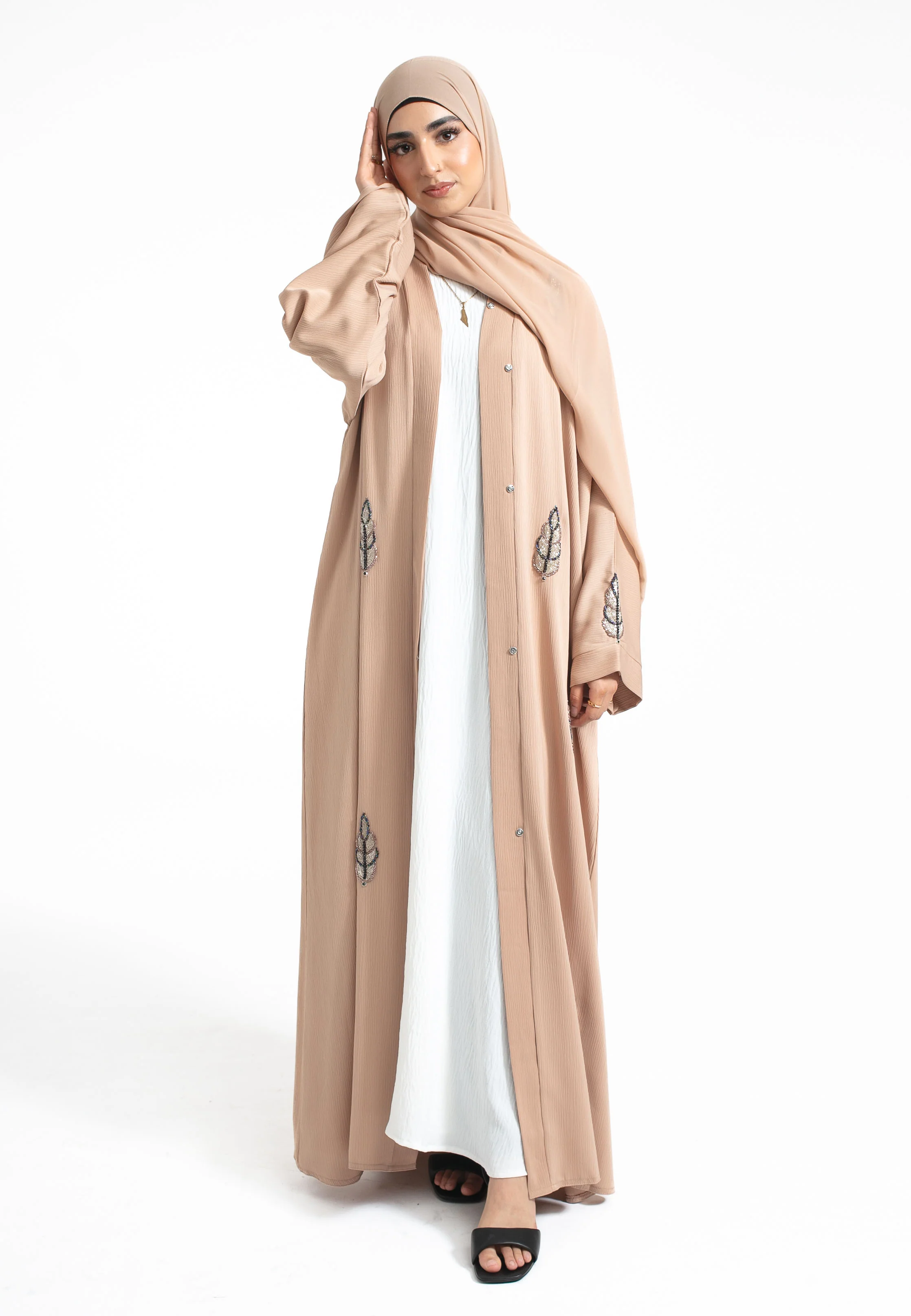 Cosmic Almond Open Abaya (Premium) - Hayah Al-Muslimah