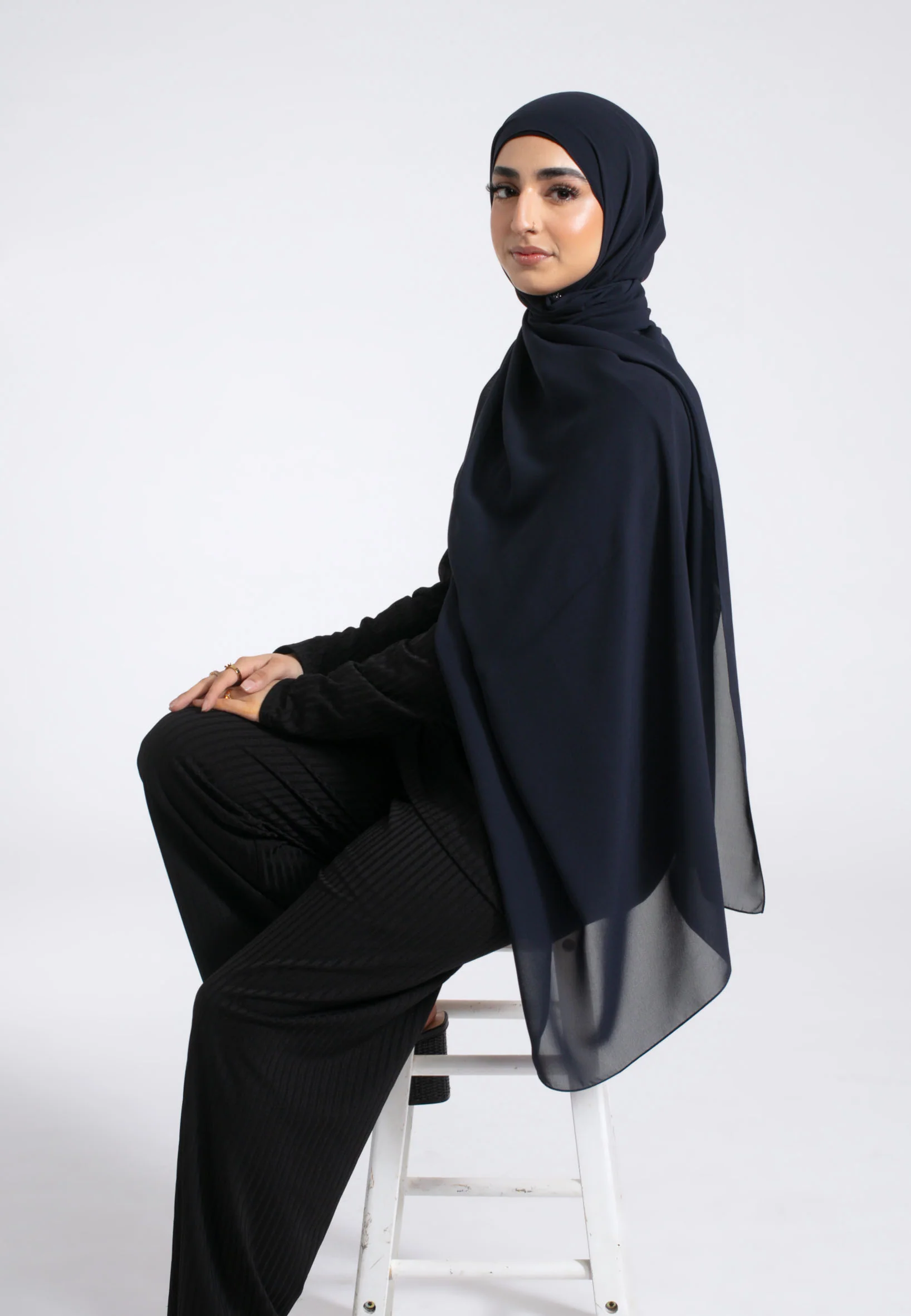 Luxury Soft Chiffon Hijab - Midnight Navy - Hayah Al-Muslimah